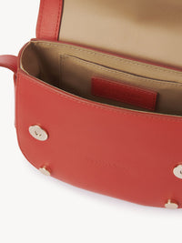 Petit sac porté épaule Mara en cuir - Orange Gitane