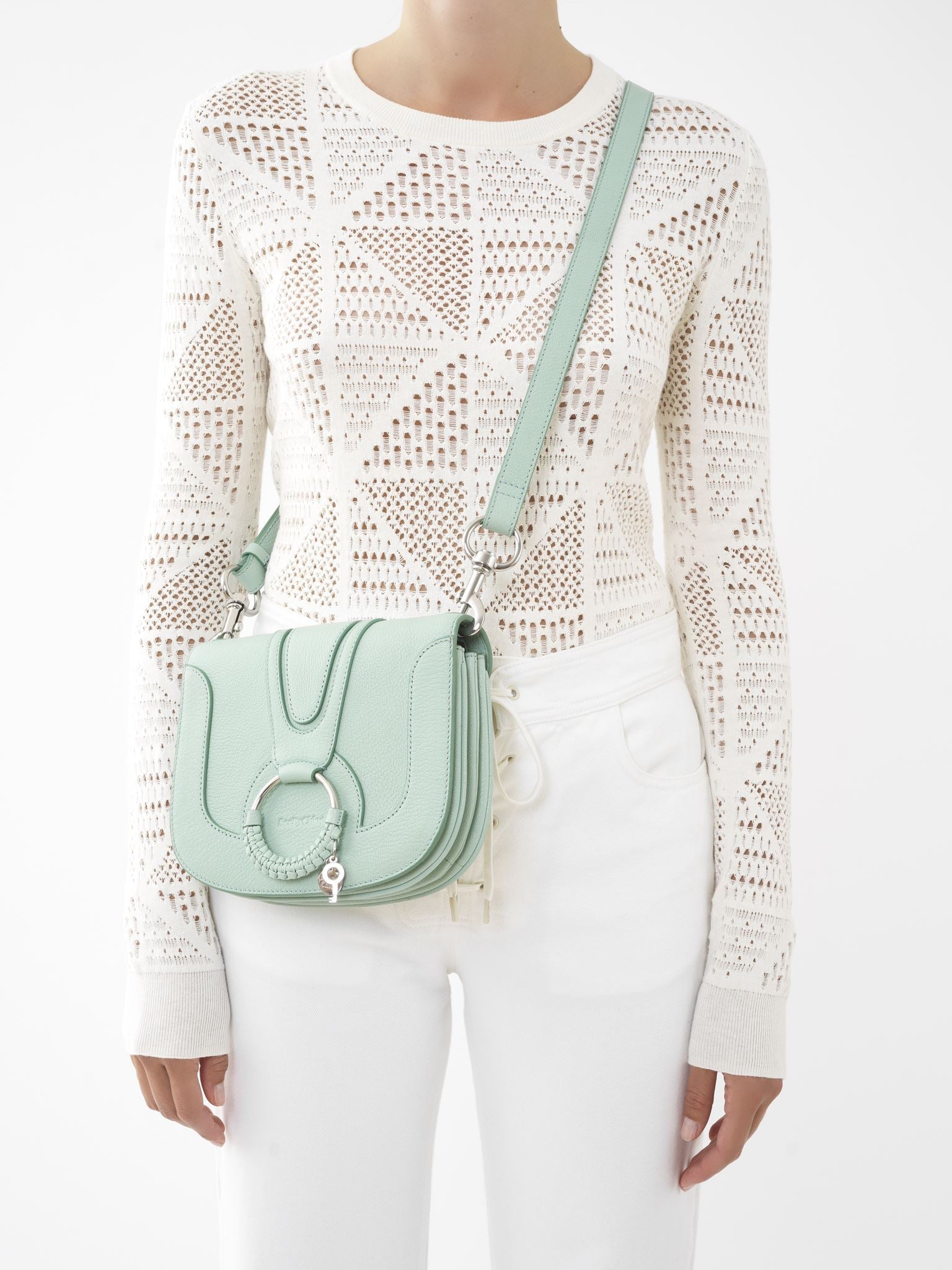 Sac porté épaule Hana en cuir - Bleu Soufflé