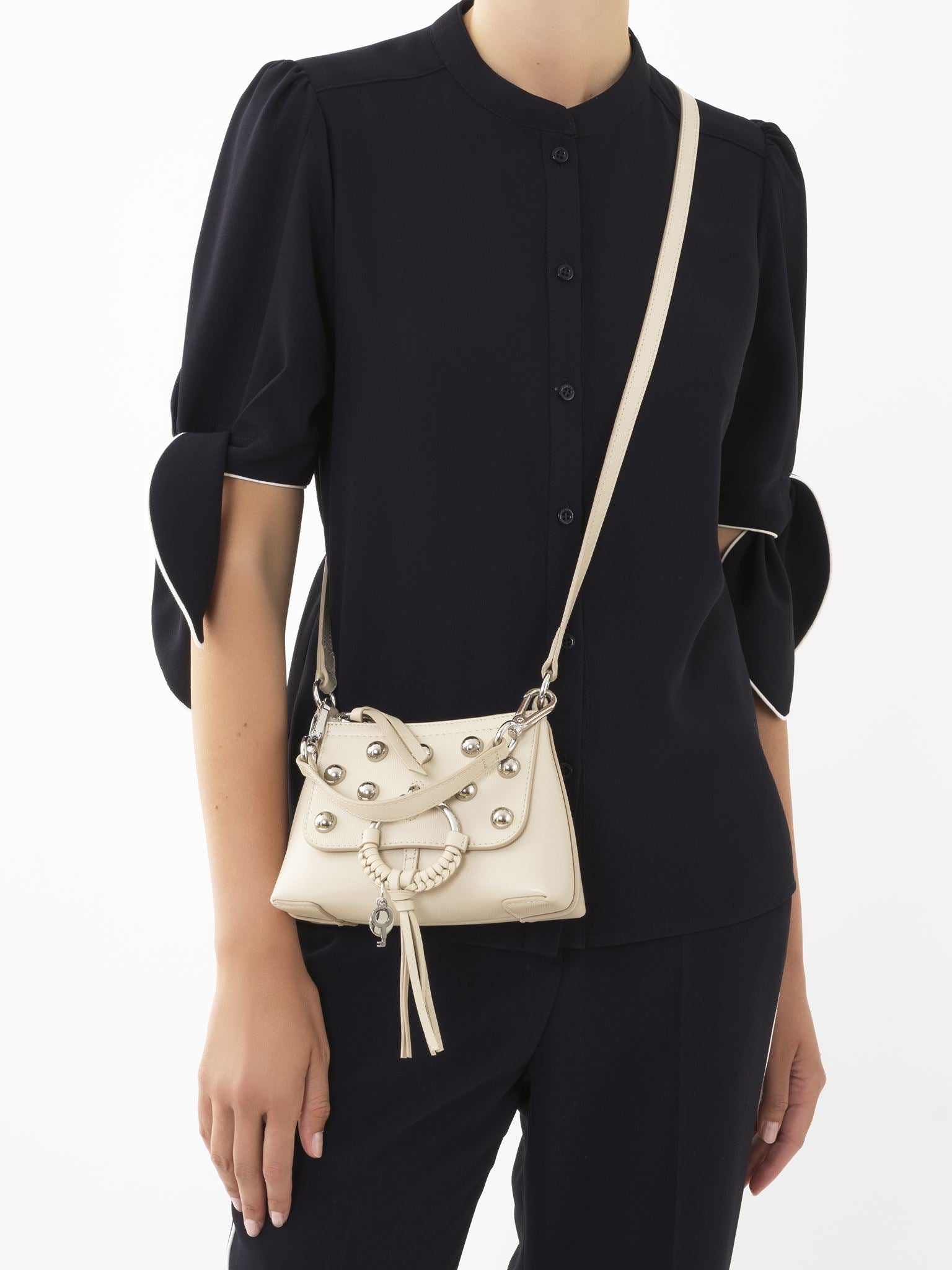 Mini sac Joan en cuir - Cement Beige & Clous