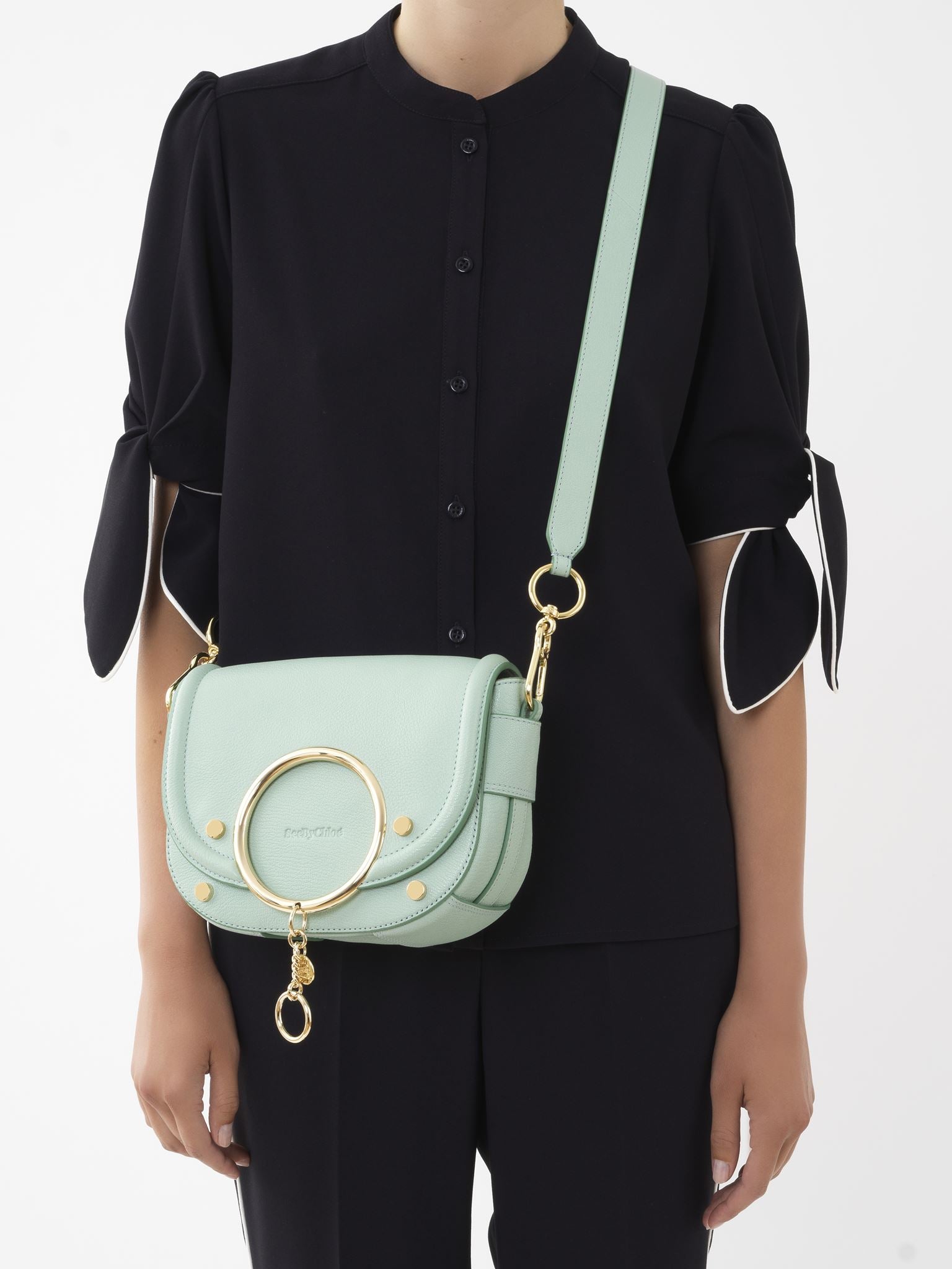 Sac bandoulière Mara en cuir - Bleu Soufflé