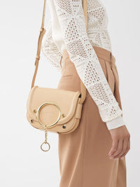 Petit sac porté épaule Mara en cuir - Nude