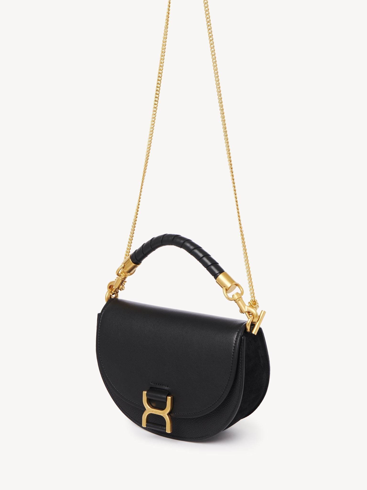 Sac chaîne porté épaule Marcie en cuir - Noir