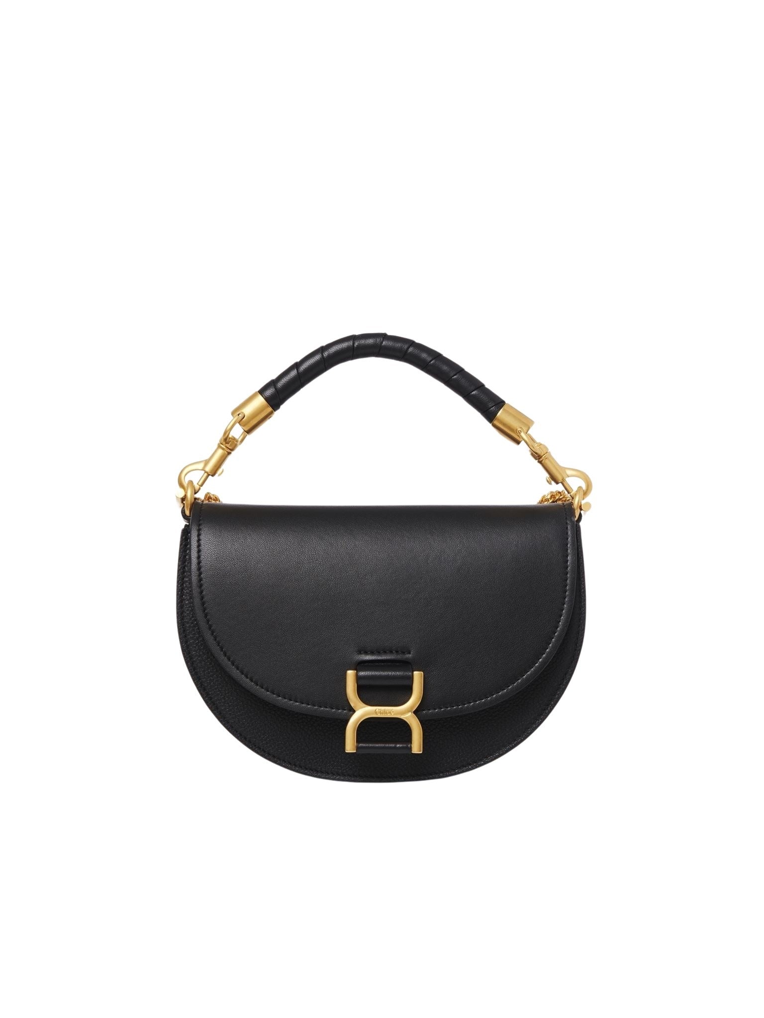 Sac chaîne porté épaule Marcie en cuir - Noir