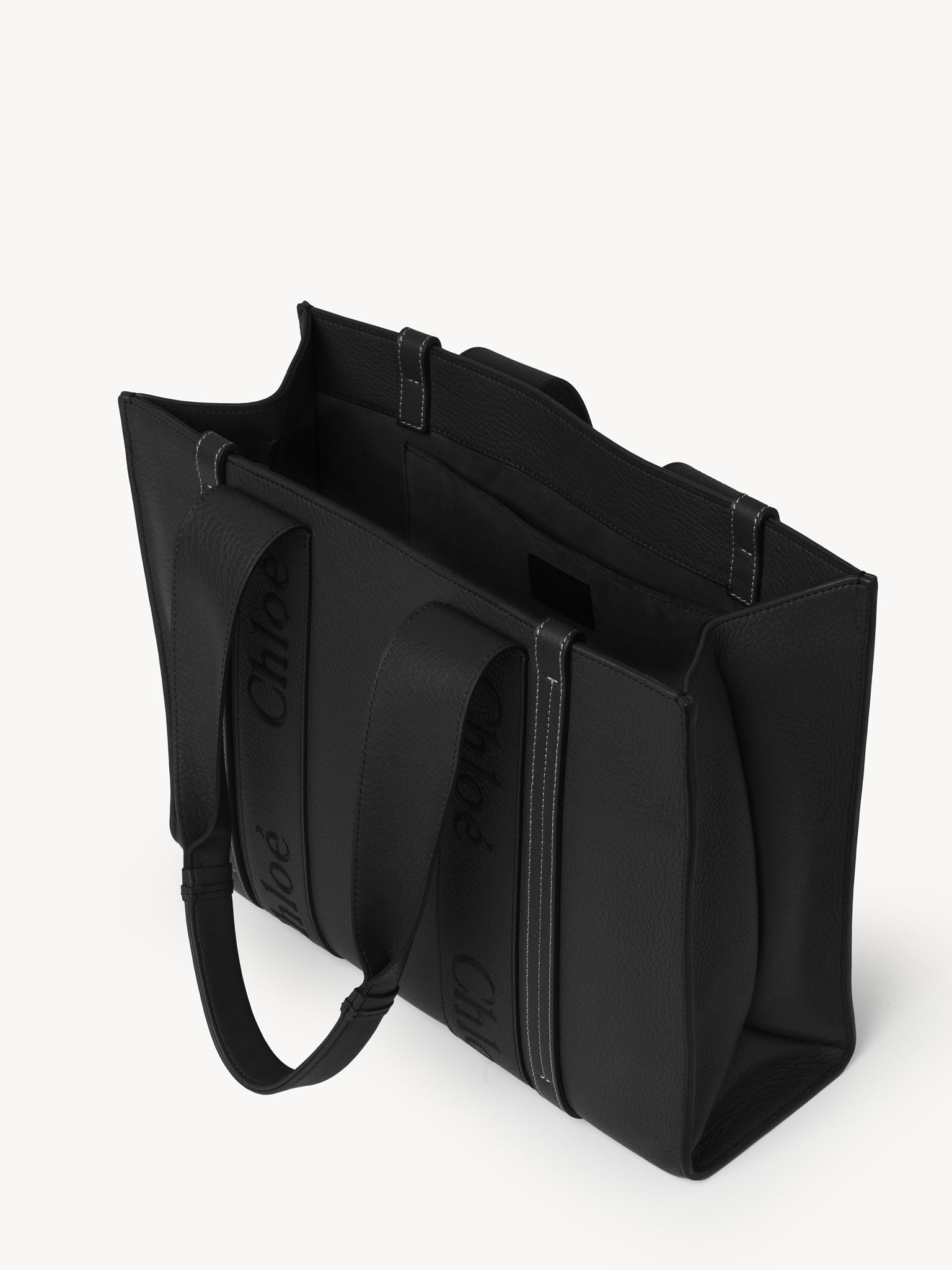 Sac cabas Woody en cuir - Noir