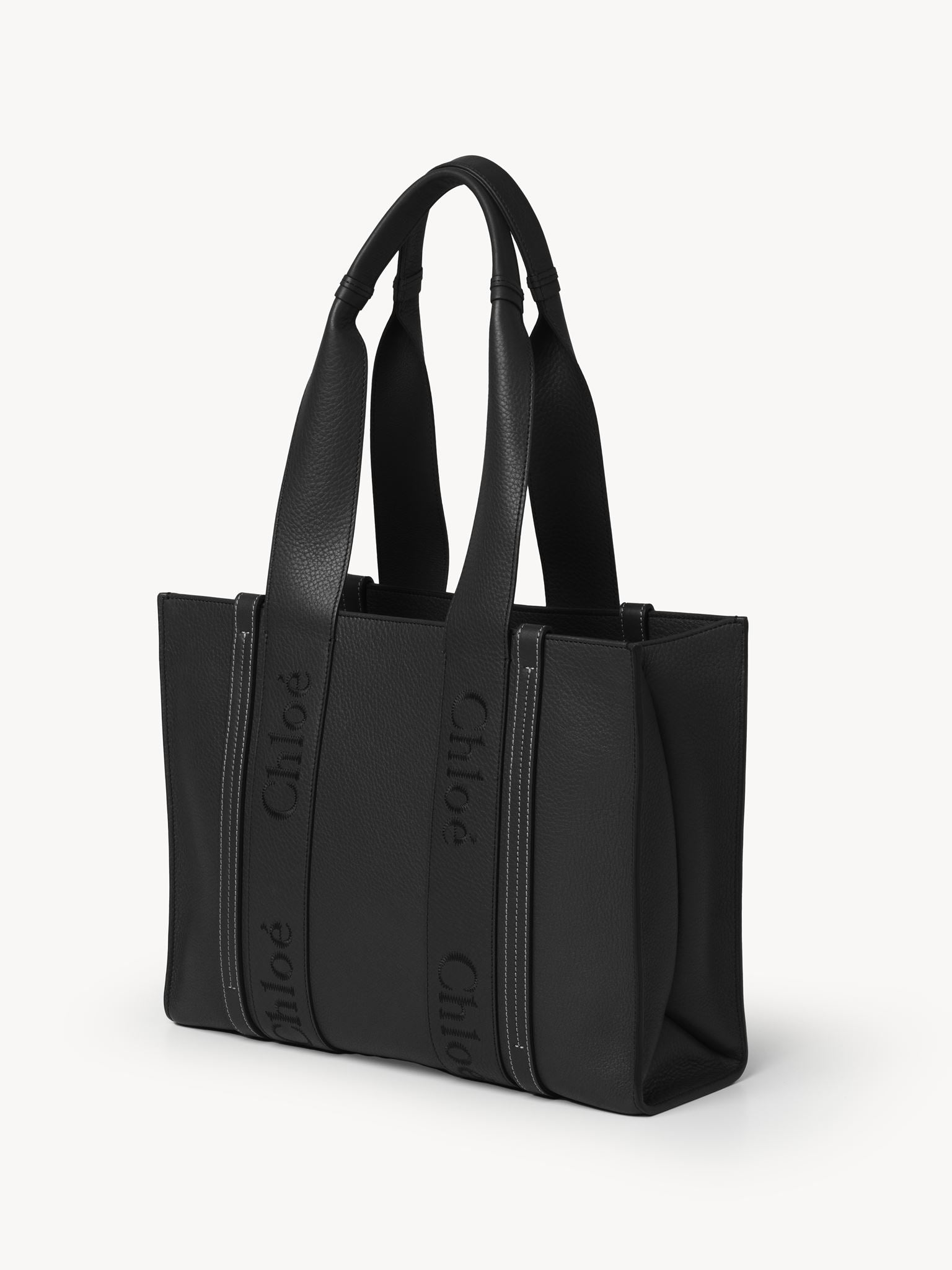Sac cabas Woody en cuir - Noir