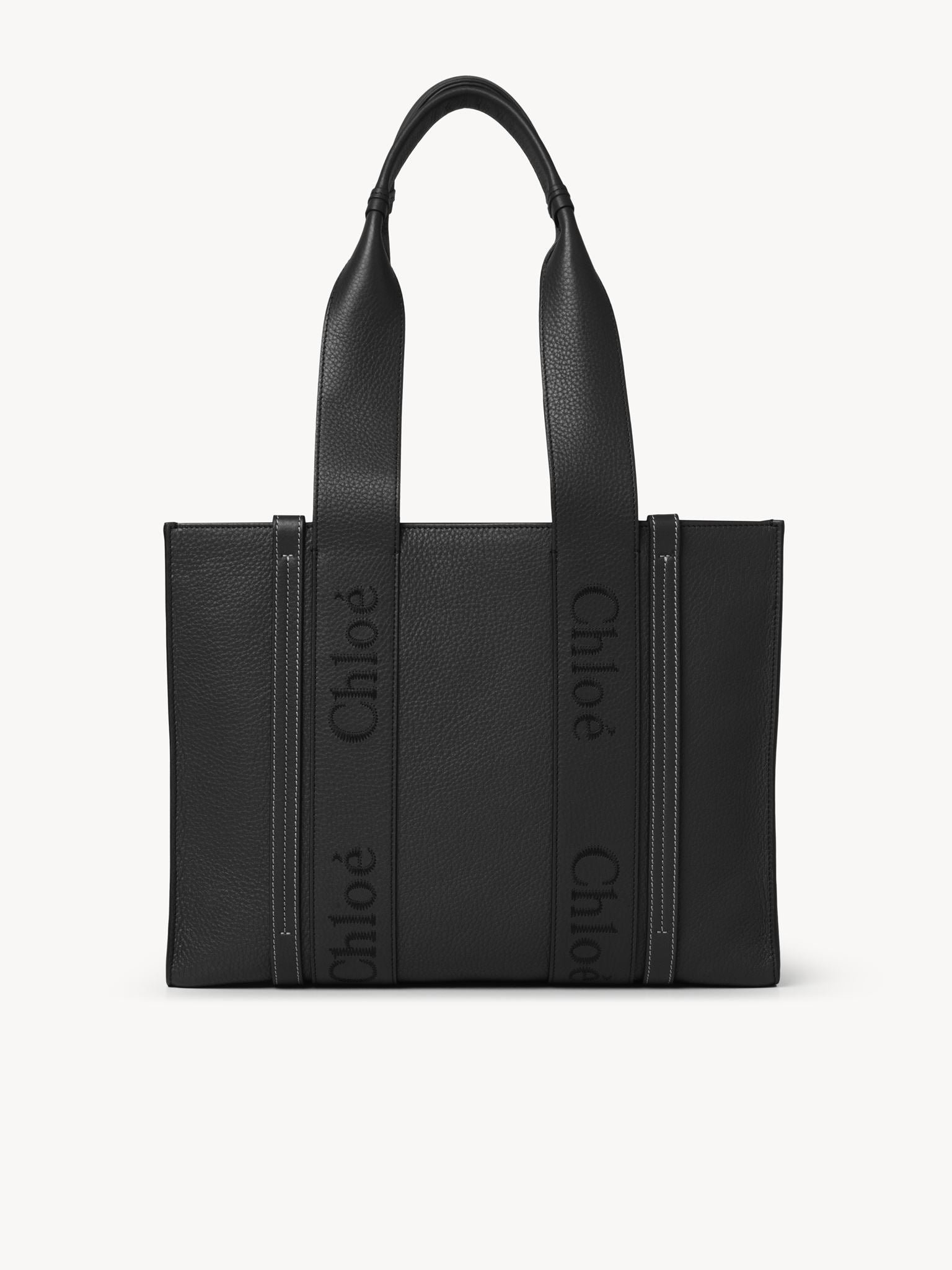 Sac cabas Woody en cuir - Noir