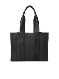 Sac cabas Woody en cuir - Noir