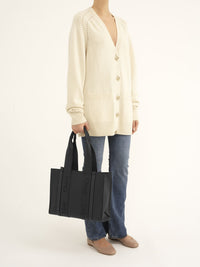 Sac cabas Woody en cuir - Noir