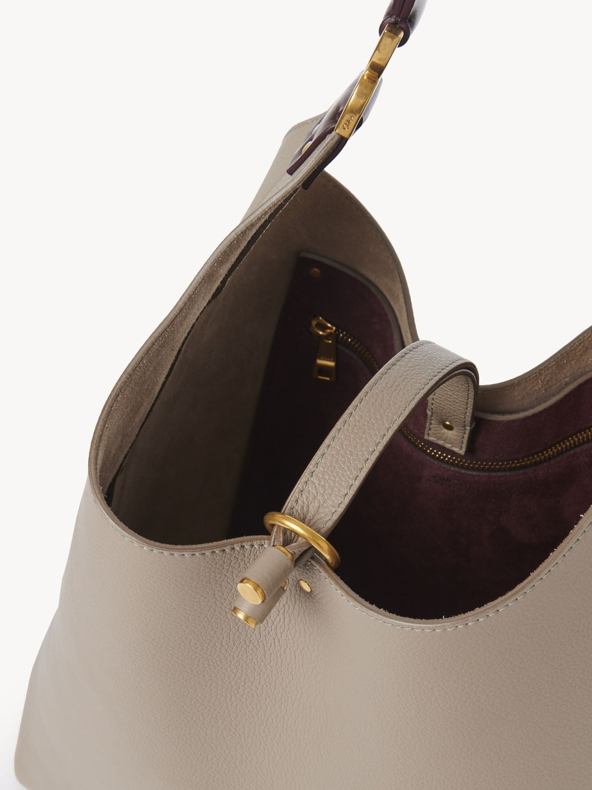 Sac hobo Marcie en cuir - Gris Motty