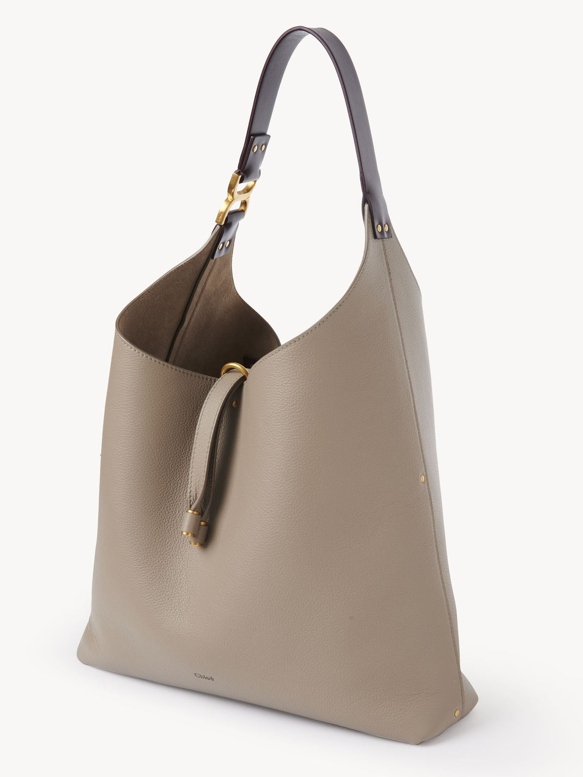 Sac hobo Marcie en cuir - Gris Motty