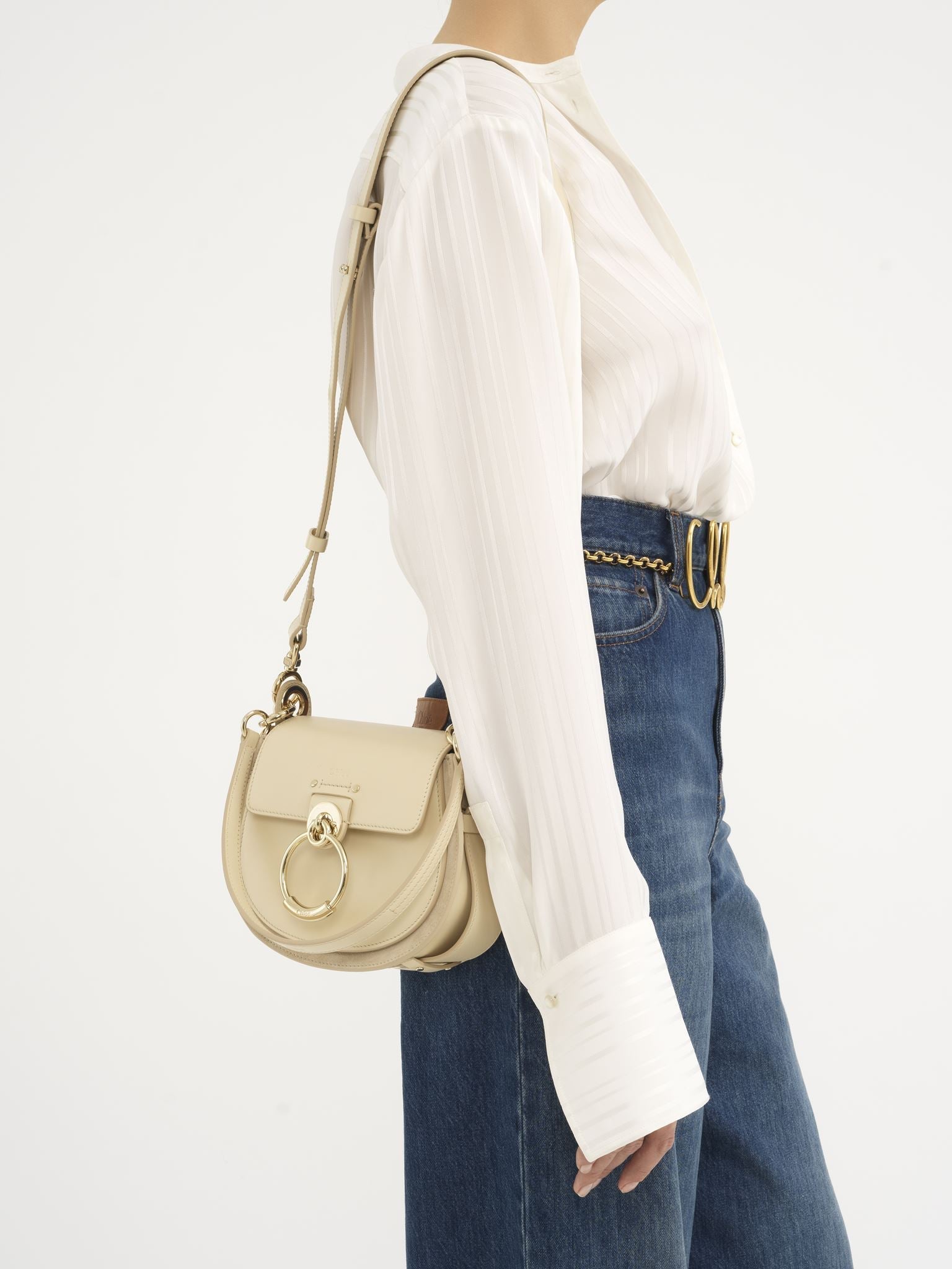 Petit sac Tess à bandoulière en cuir - Sweet Beige