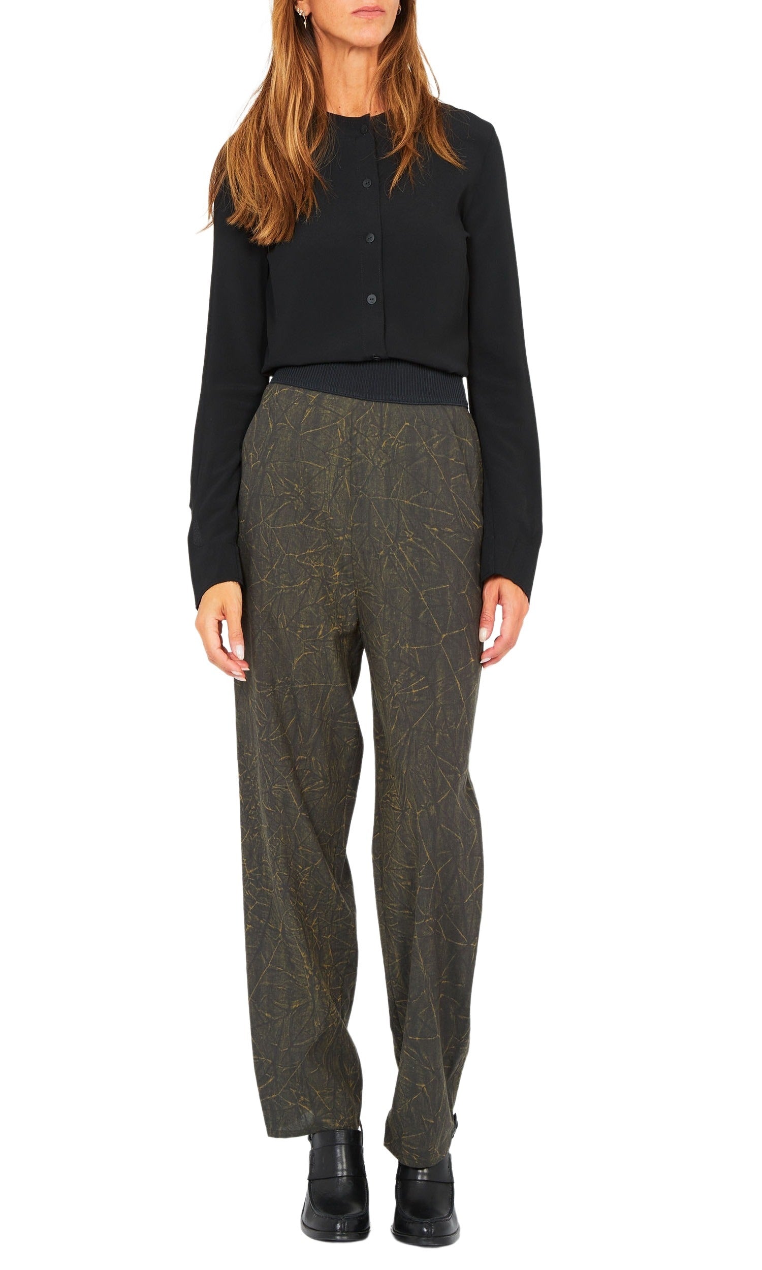 Pantalon ajusté en lin - Kaki