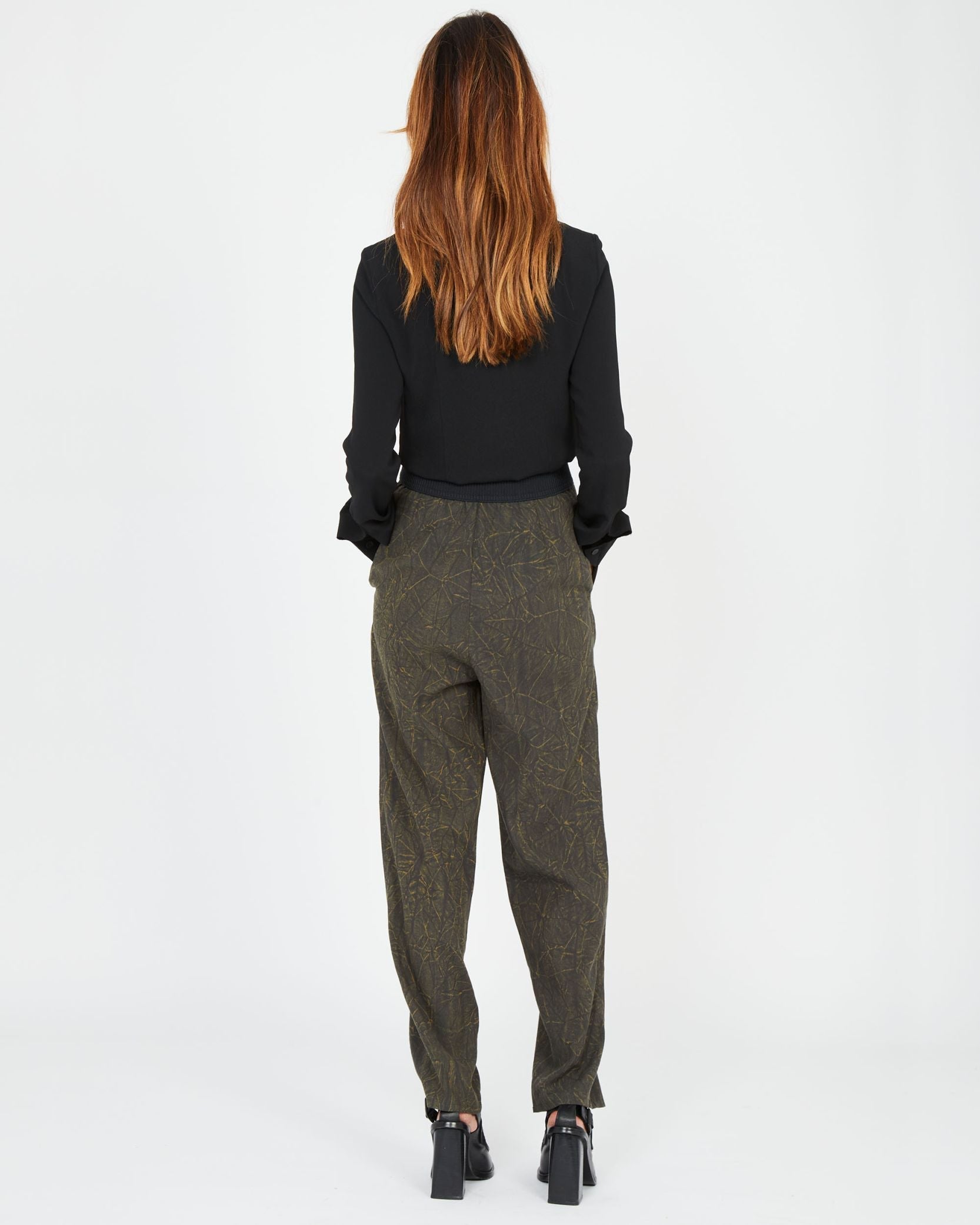 Pantalon ajusté en lin - Kaki