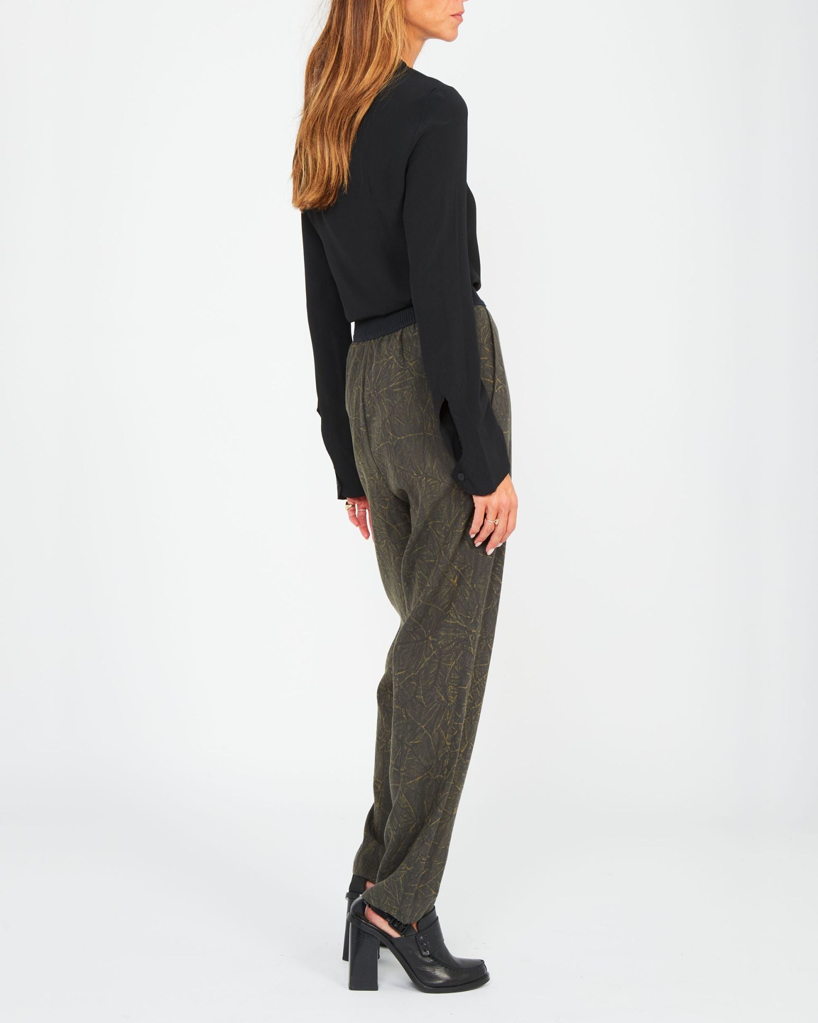 Pantalon ajusté en lin - Kaki