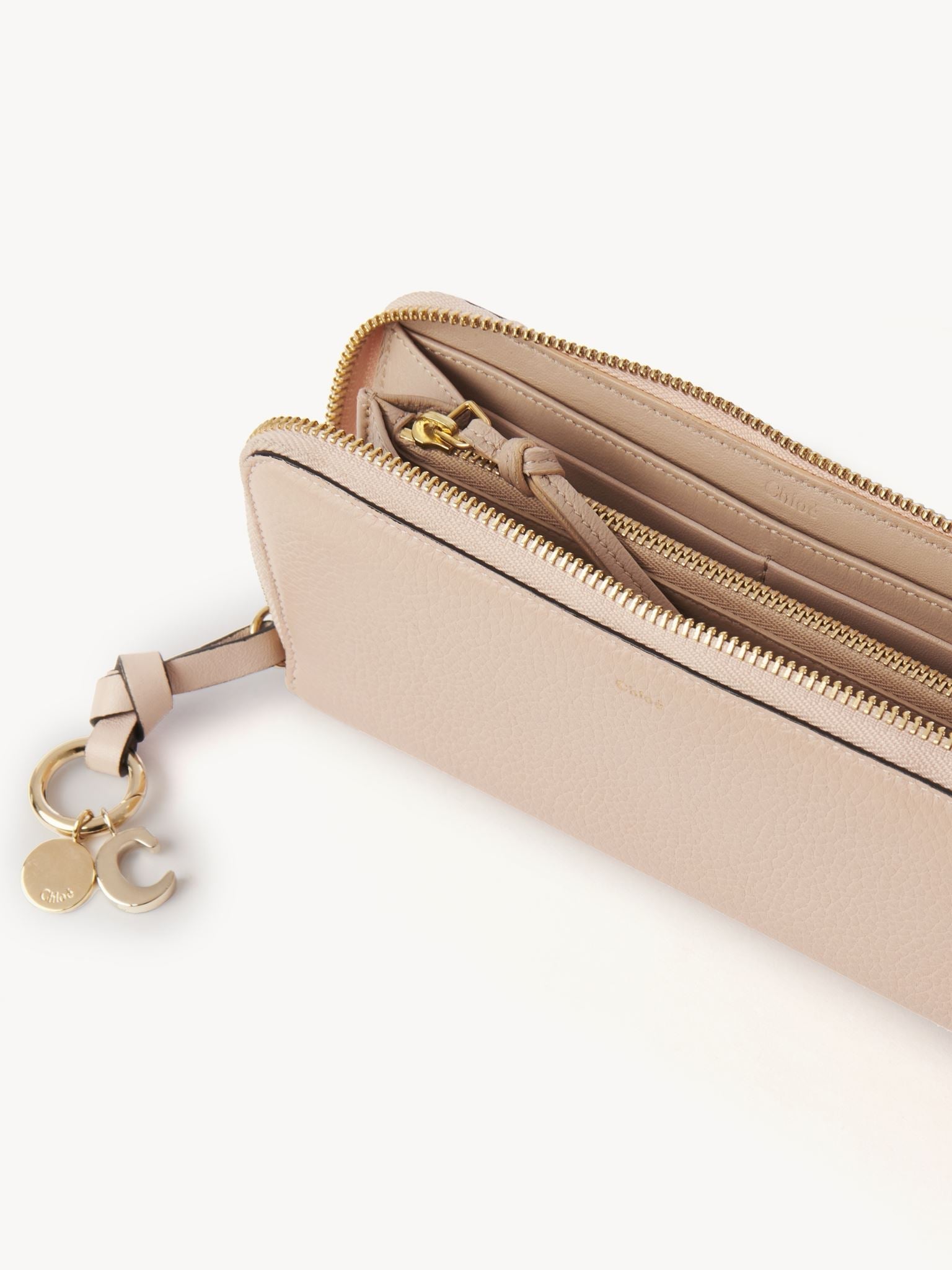 Portefeuille long Alphabet en cuir - Blush Nude