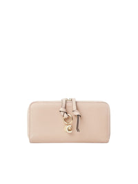 Portefeuille long Alphabet en cuir - Blush Nude