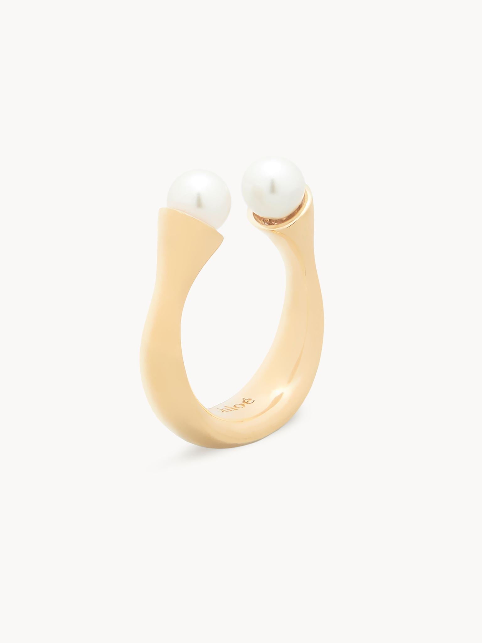 Bague Darcey Round en laiton - Perle