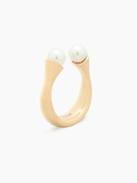 Bague Darcey Round en laiton - Perle
