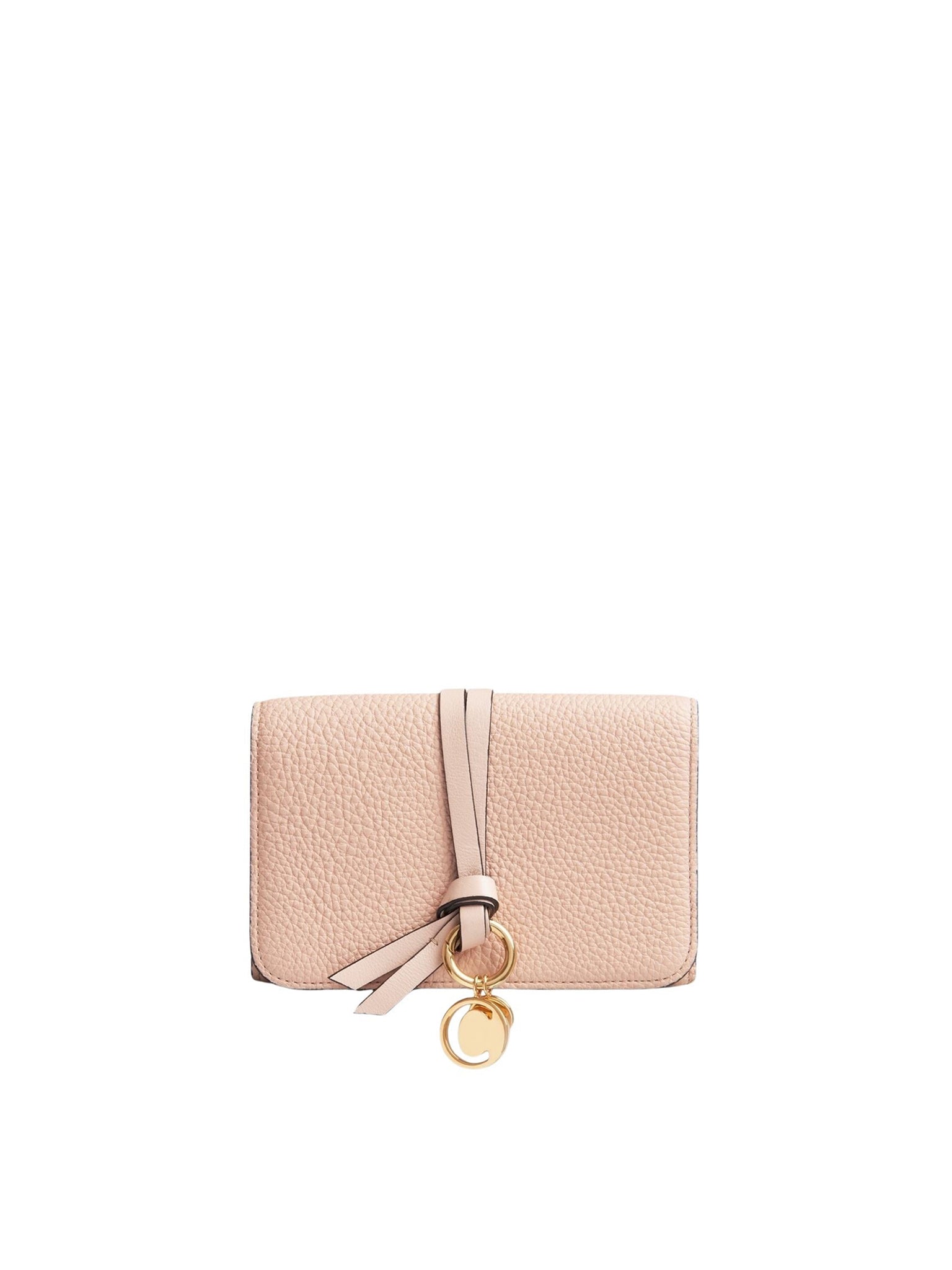 Portefeuille compact à rabat Alphabet en cuir - Blush Nude