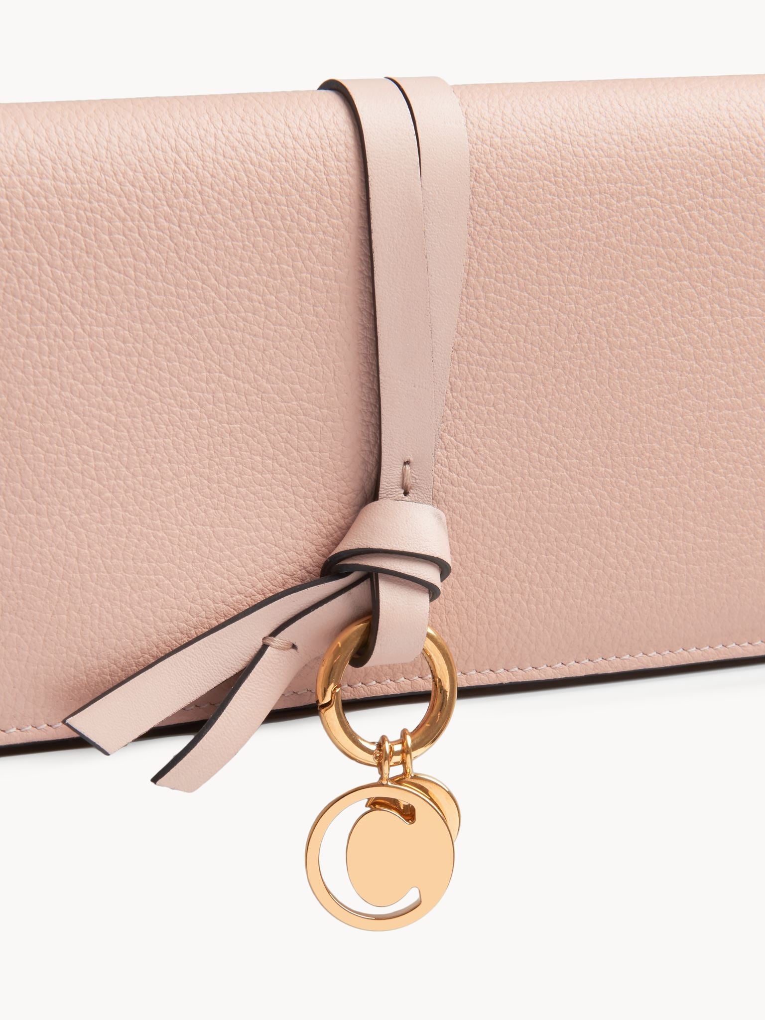 Portefeuille long à rabat Alphabet en cuir - Blush Nude