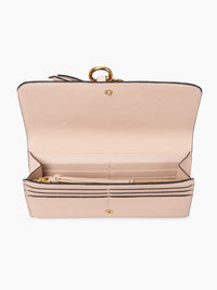 Portefeuille long à rabat Alphabet en cuir - Blush Nude