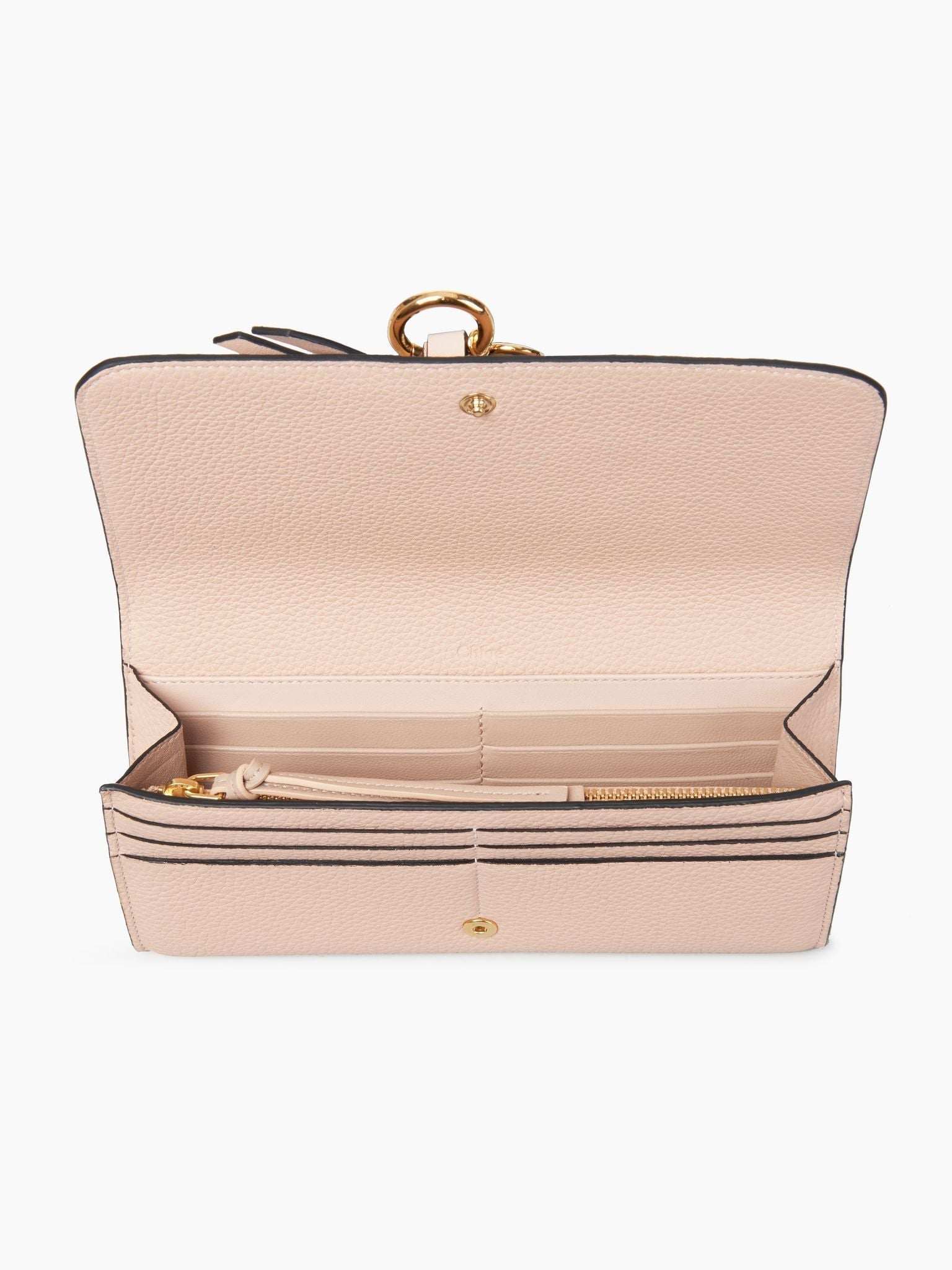 Portefeuille long à rabat Alphabet en cuir - Blush Nude