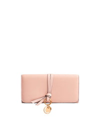 Portefeuille long à rabat Alphabet en cuir - Blush Nude
