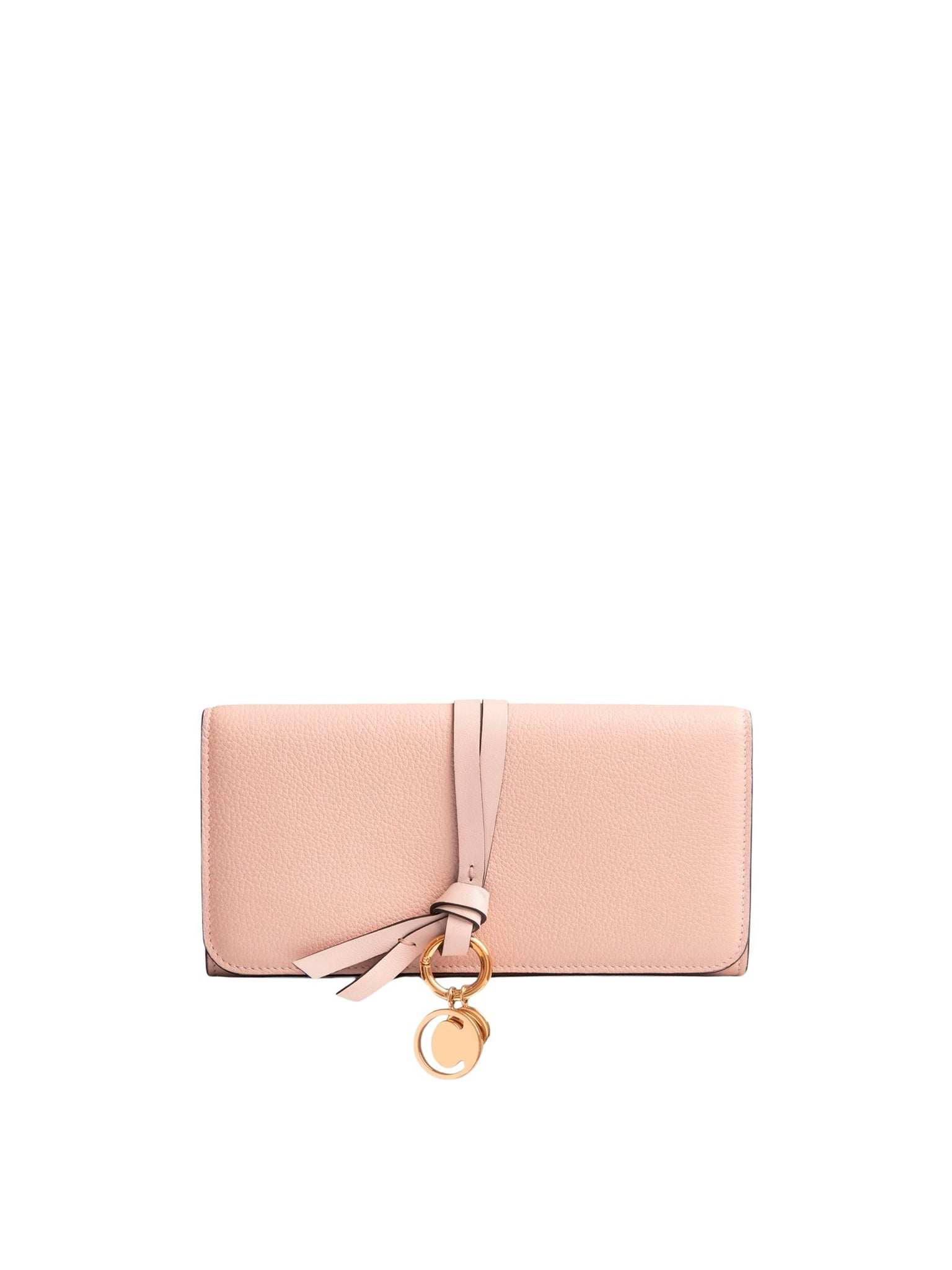 Portefeuille long à rabat Alphabet en cuir - Blush Nude