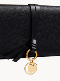 Portefeuille long à rabat Alphabet en cuir - Black