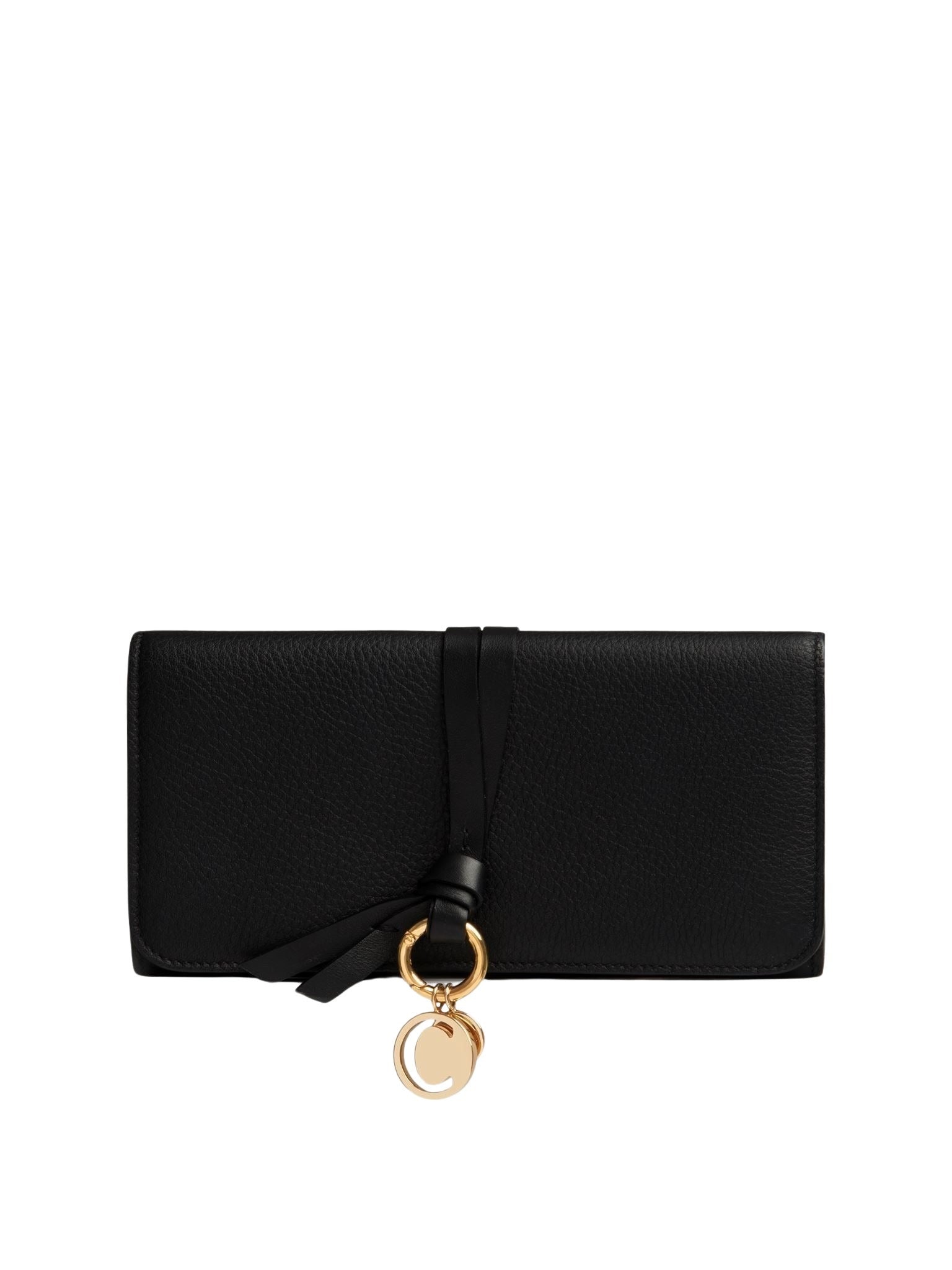 Portefeuille long à rabat Alphabet en cuir - Black
