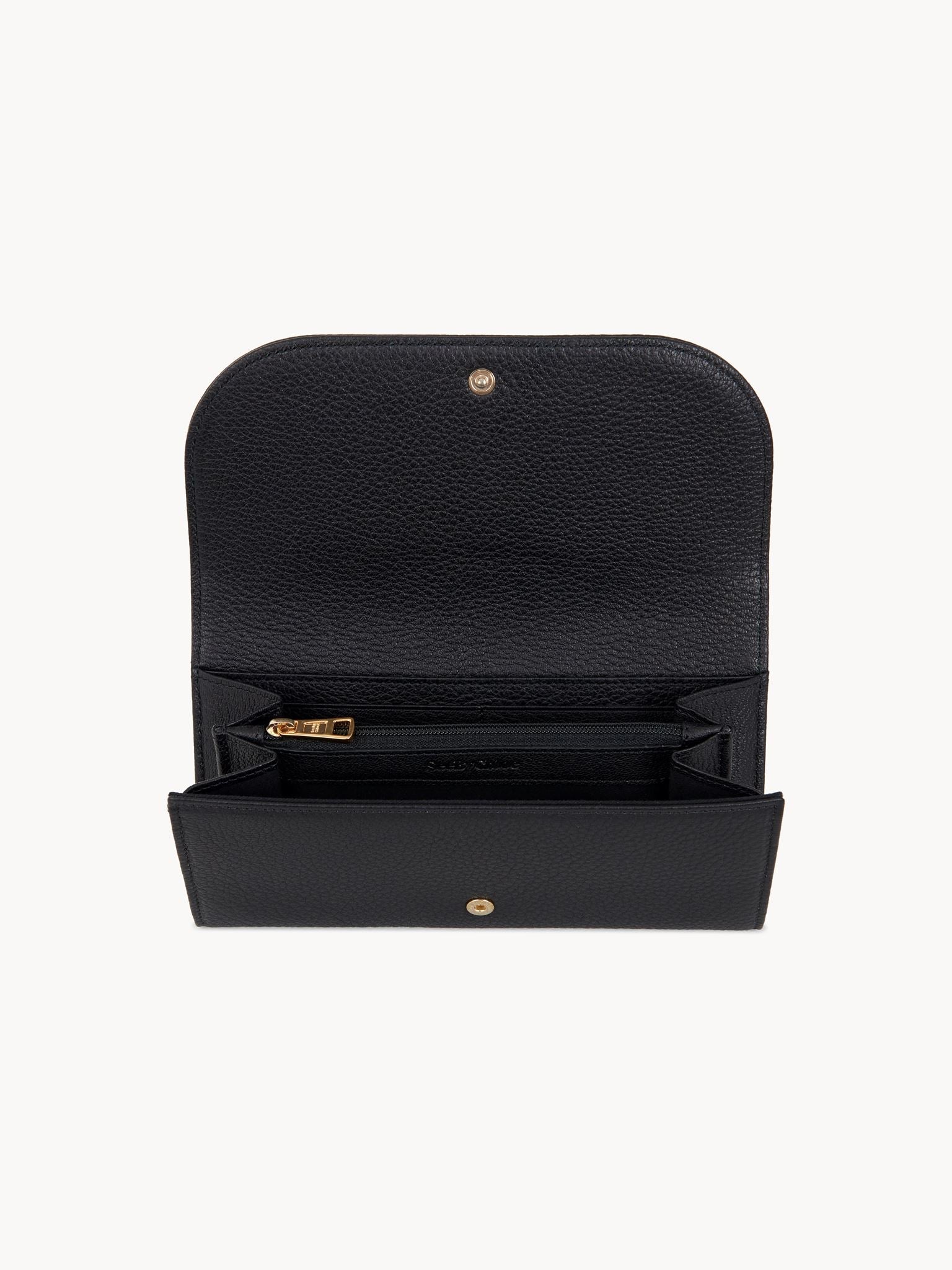 Portefeuille long Hana en cuir - Noir