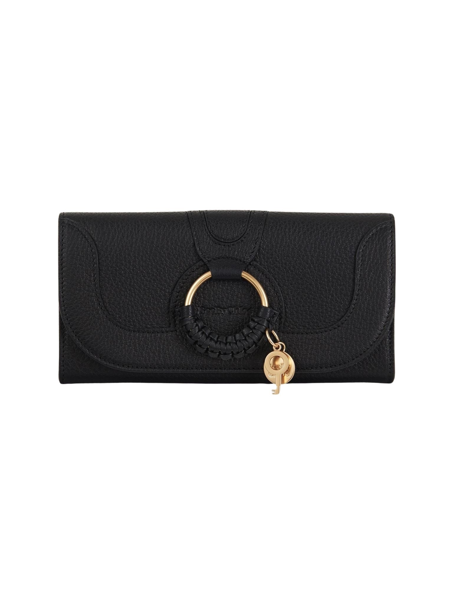 Portefeuille long Hana en cuir - Noir