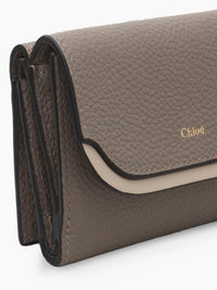 Mini portefeuille à trois volets Easy en cuir - Gris Motty