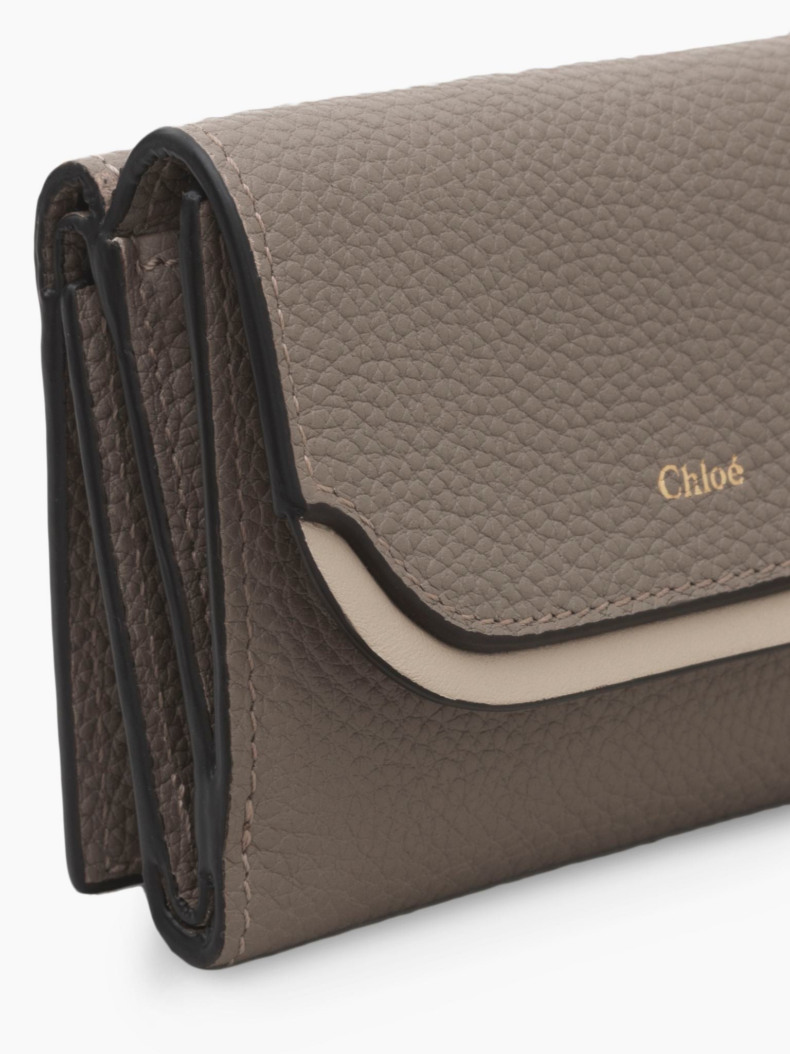 Mini portefeuille à trois volets Easy en cuir - Gris Motty