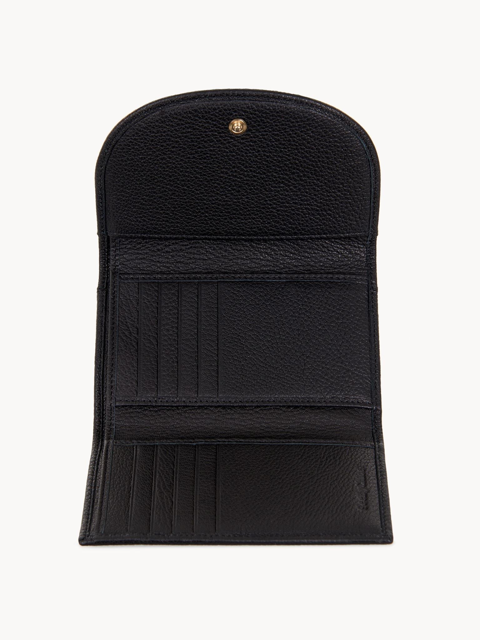 Portefeuille compact Hana en cuir - Black