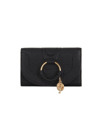 Portefeuille compact Hana en cuir - Black