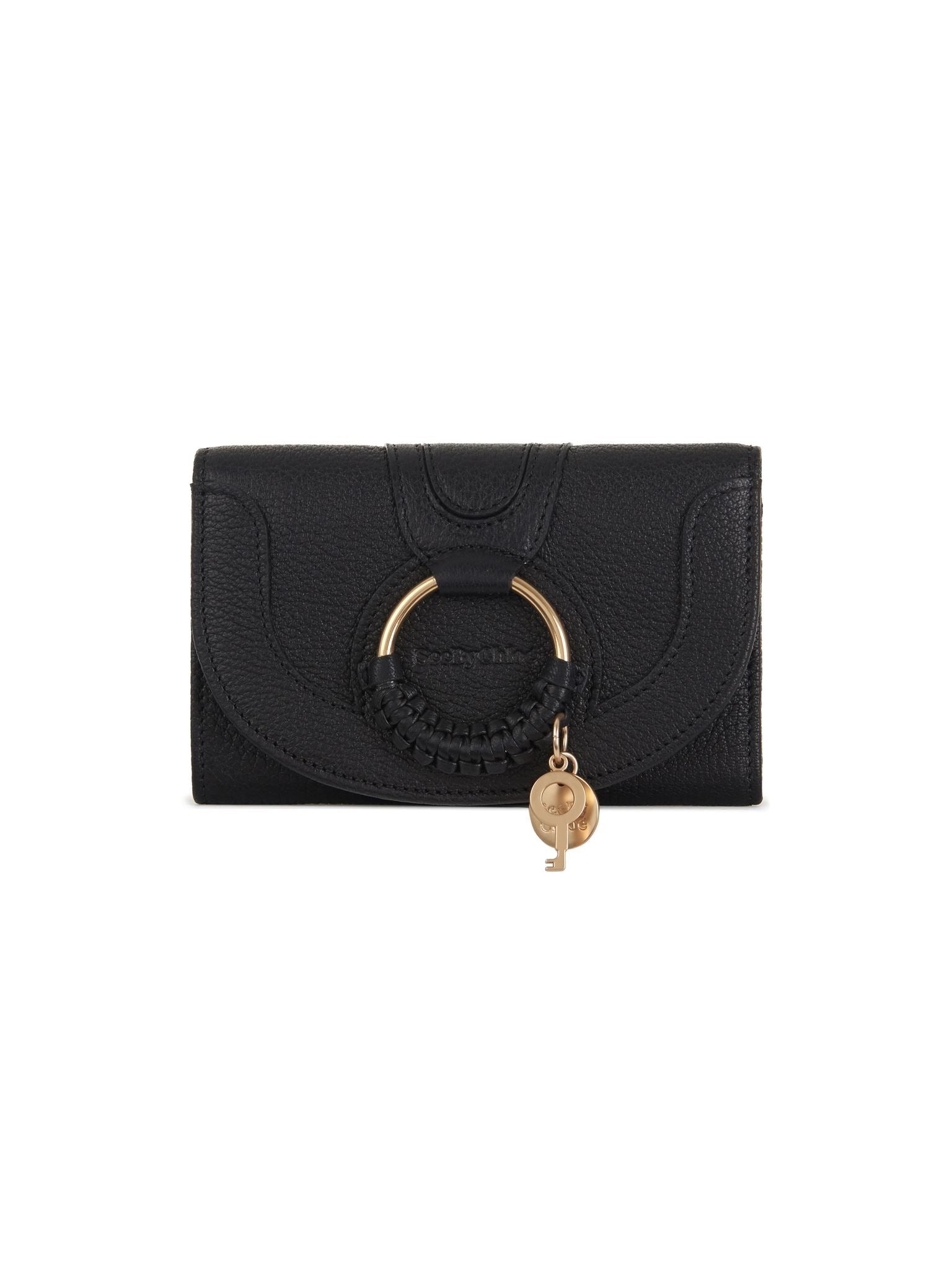 Portefeuille compact Hana en cuir - Black