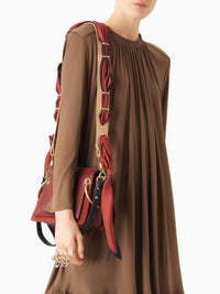 Bandoulière foulard en cuir - Plum Purple