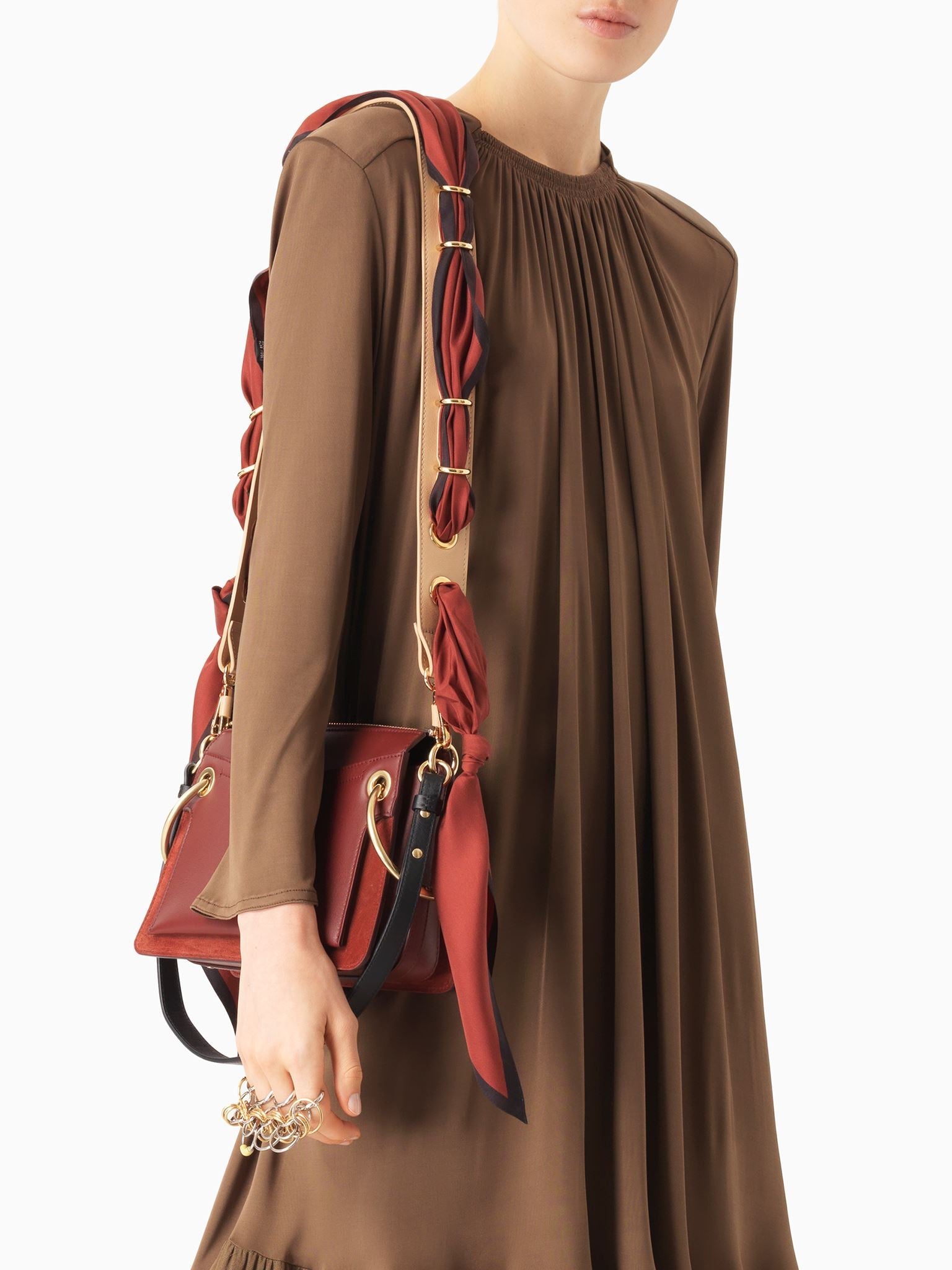 Bandoulière foulard en cuir - Plum Purple