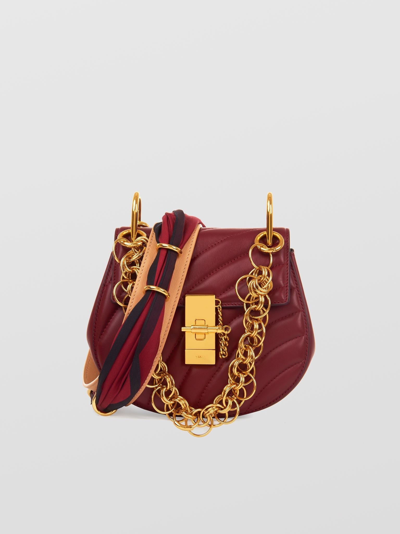 Bandoulière foulard en cuir - Plum Purple