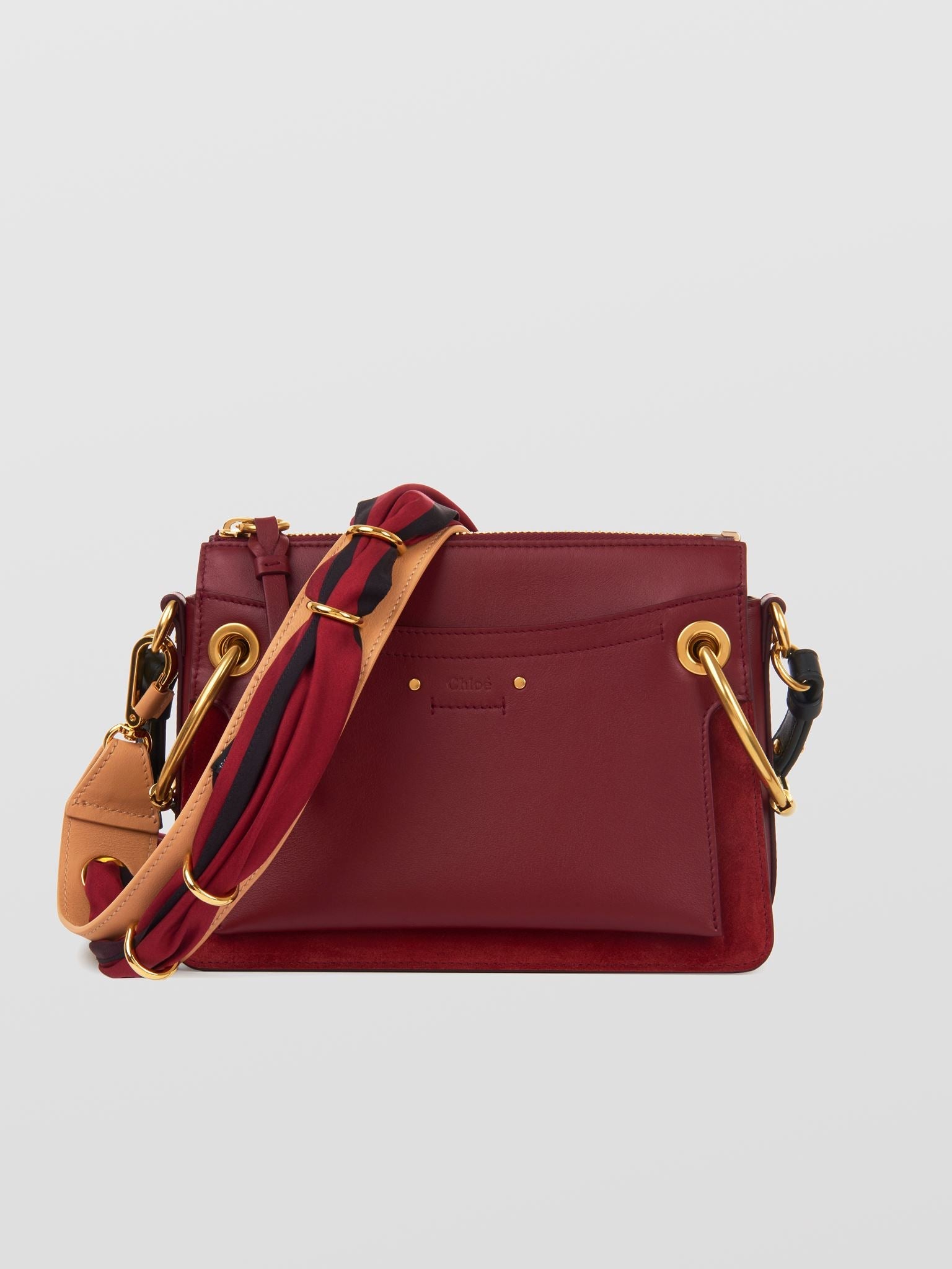 Bandoulière foulard en cuir - Plum Purple