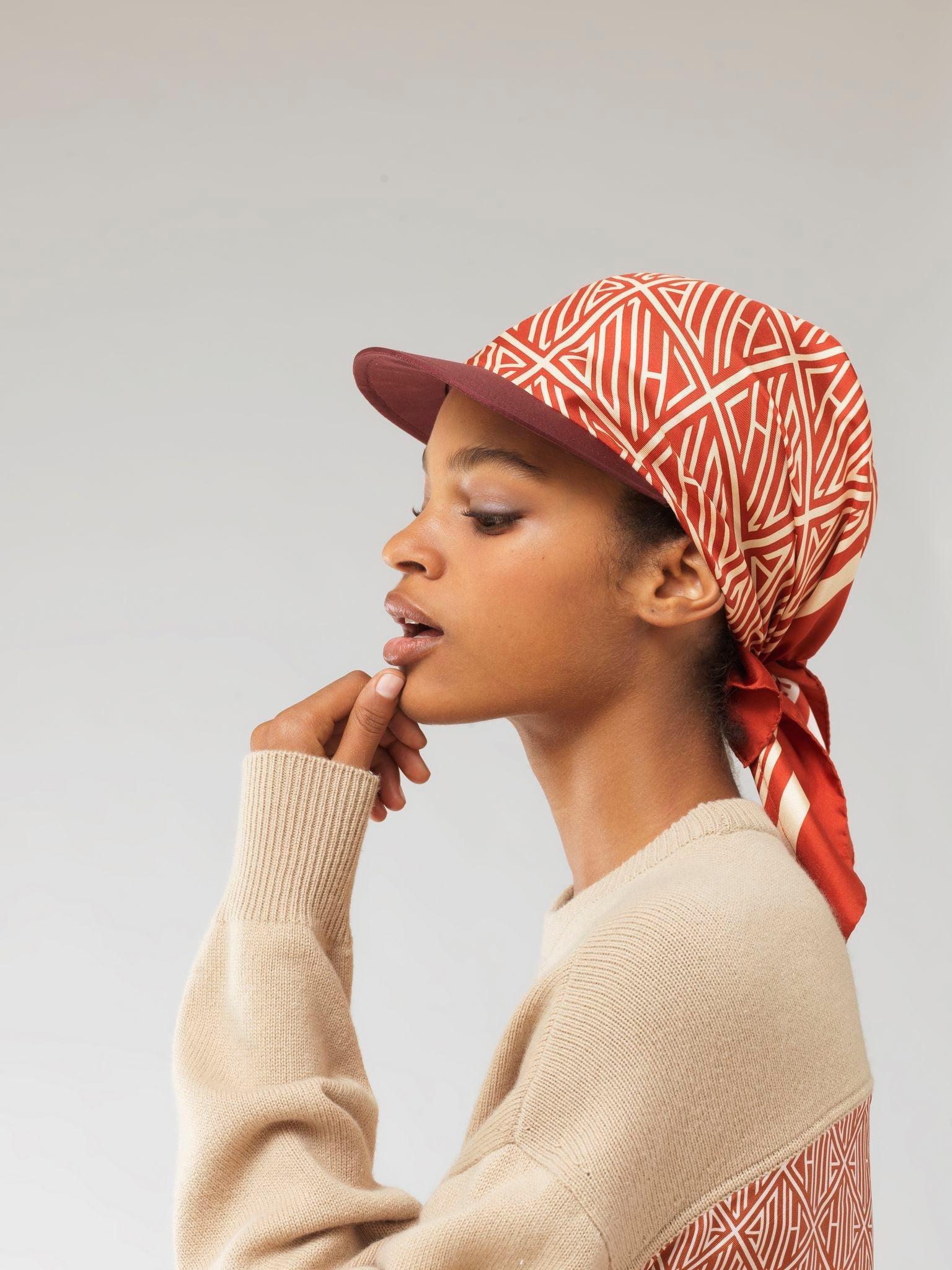 Casquette foulard en soie - Burnt Orange