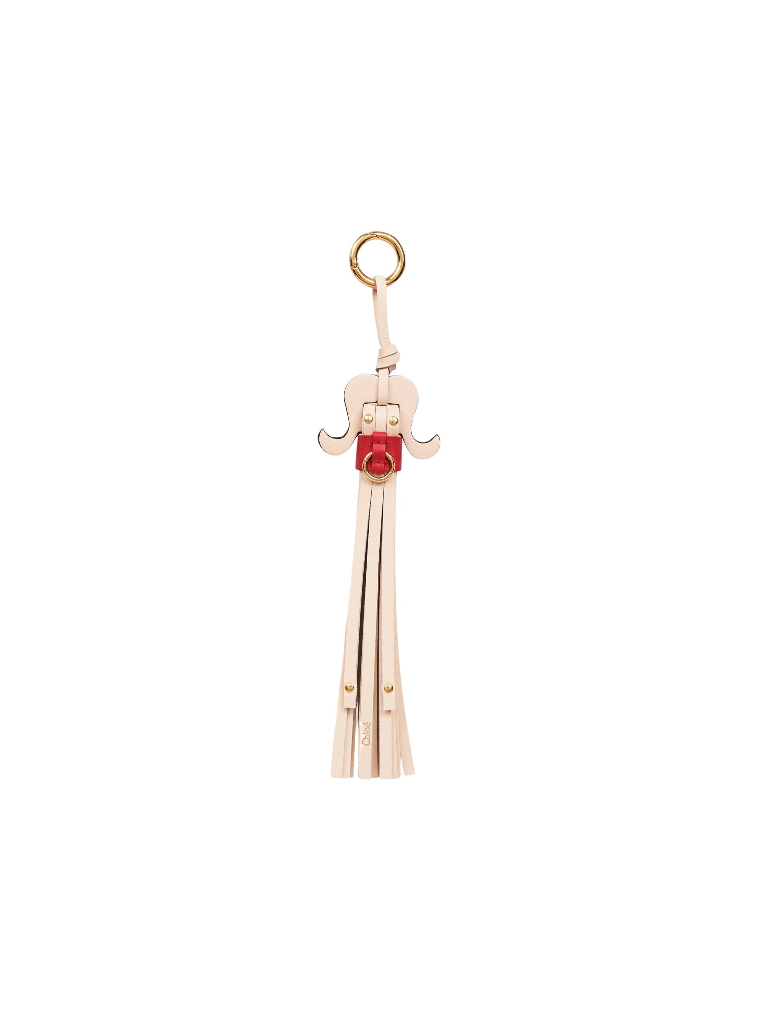 Porte-clés houppe buffle en cuir - Softy Pink