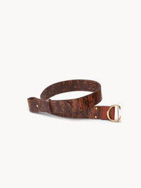 Ceinture Chloé «C» embossée croco en cuir - Chestnut Brown