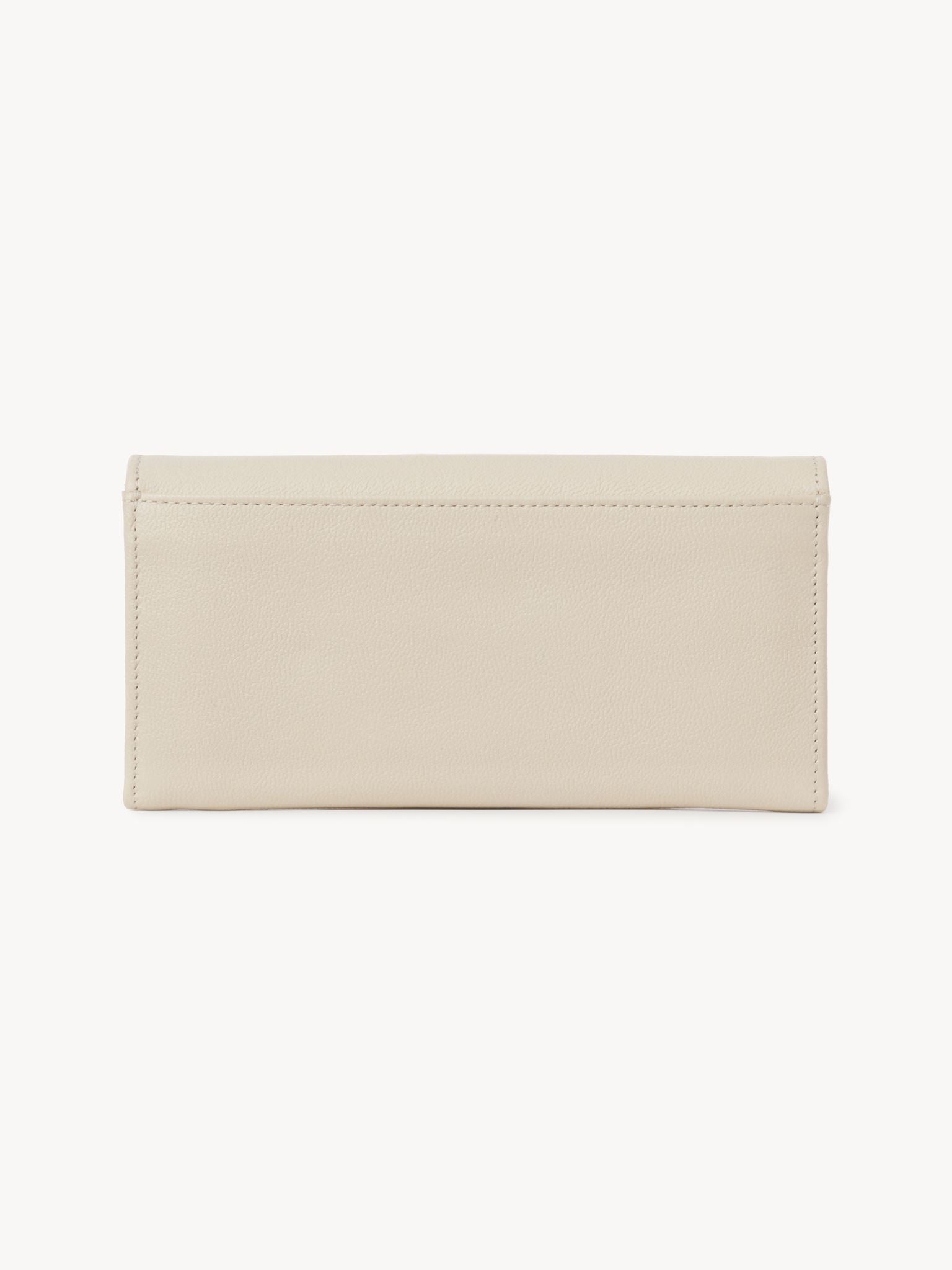 Portefeuille long à rabat Lizzie en cuir - Cement Beige