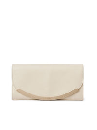 Portefeuille long à rabat Lizzie en cuir - Cement Beige