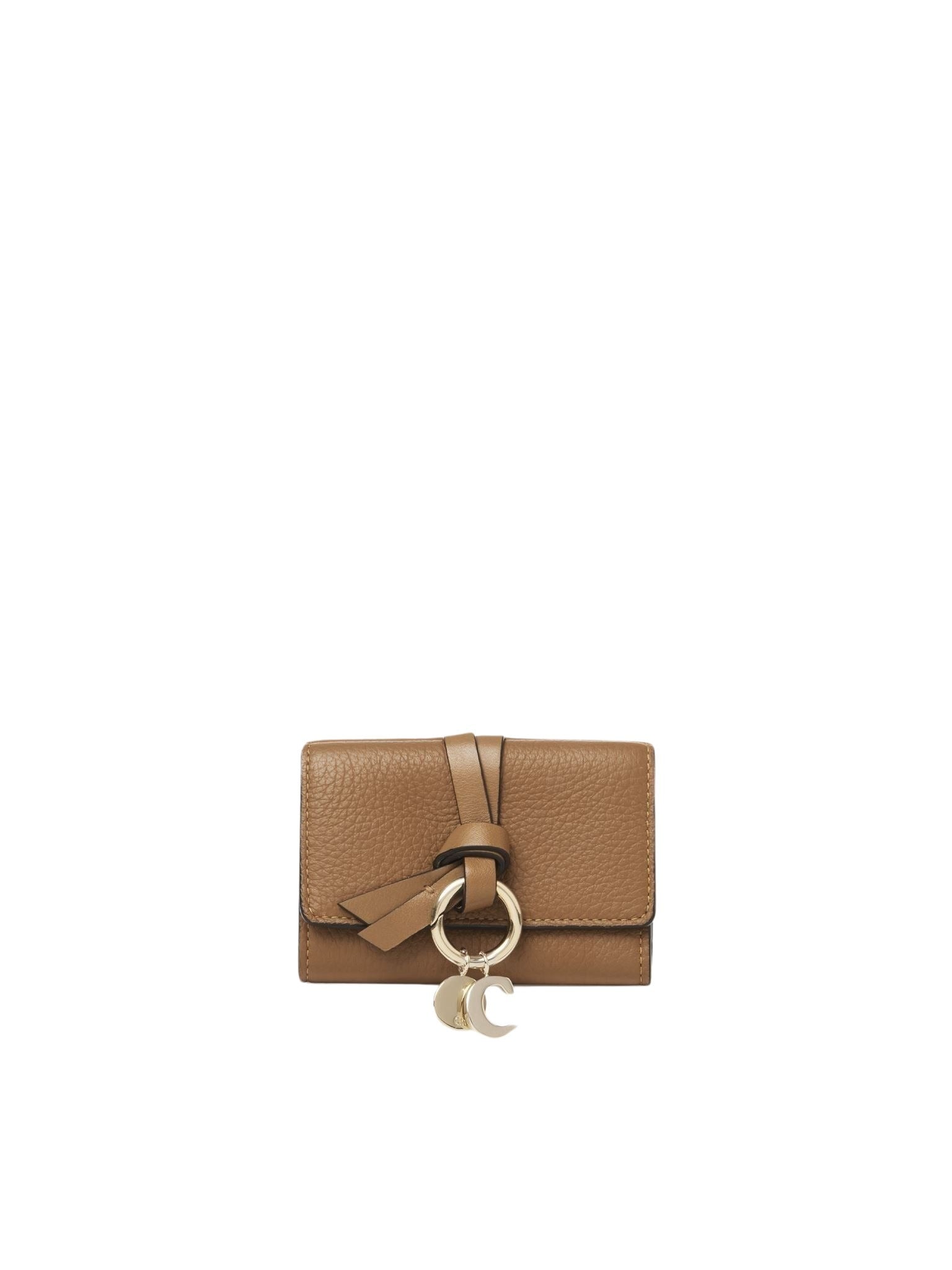 Mini portefeuille à trois volets Alphabet en cuir - Cement Brown