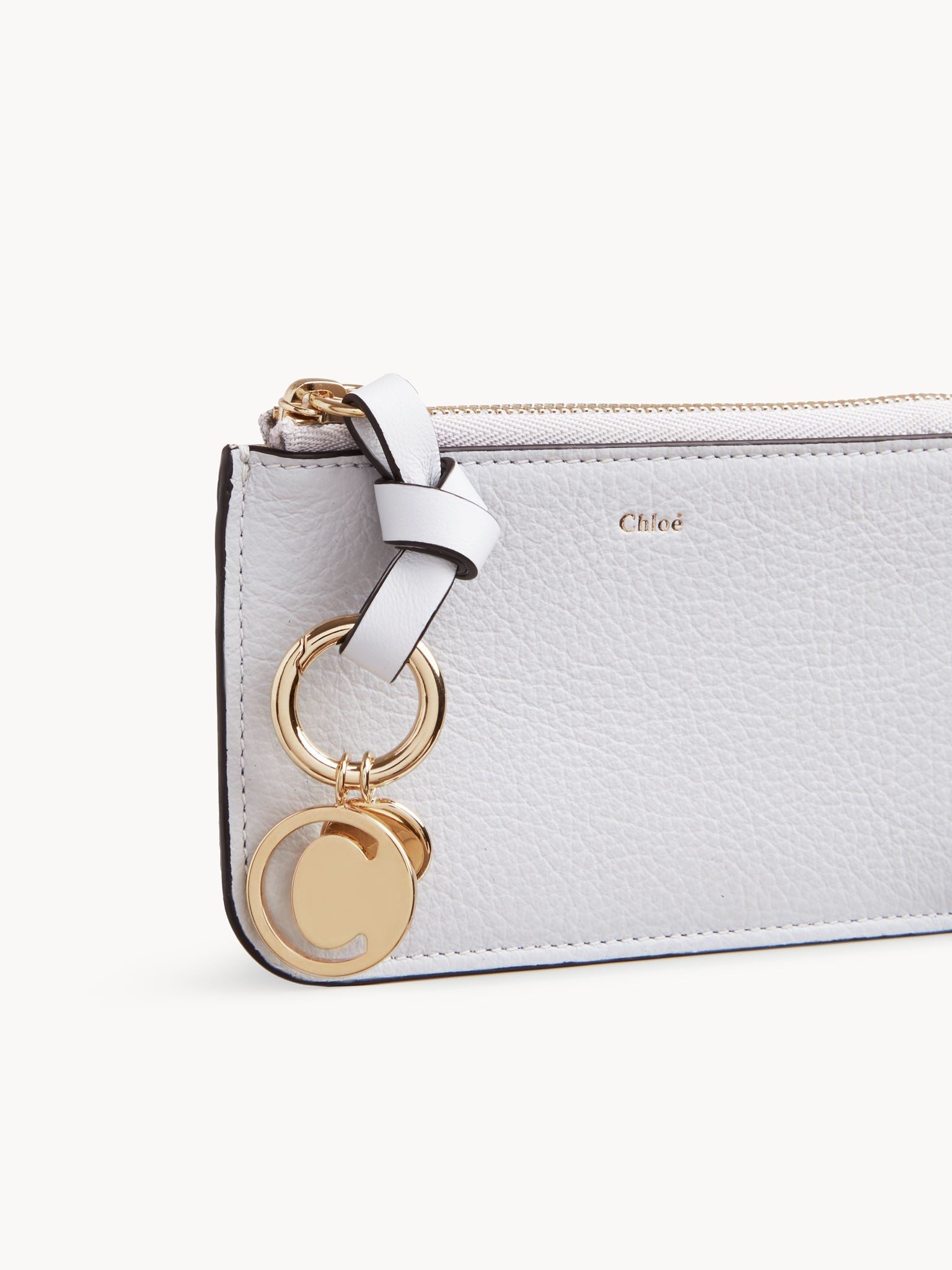 Porte-monnaie Alphabet avec fentes pour cartes en cuir - Light Cloud