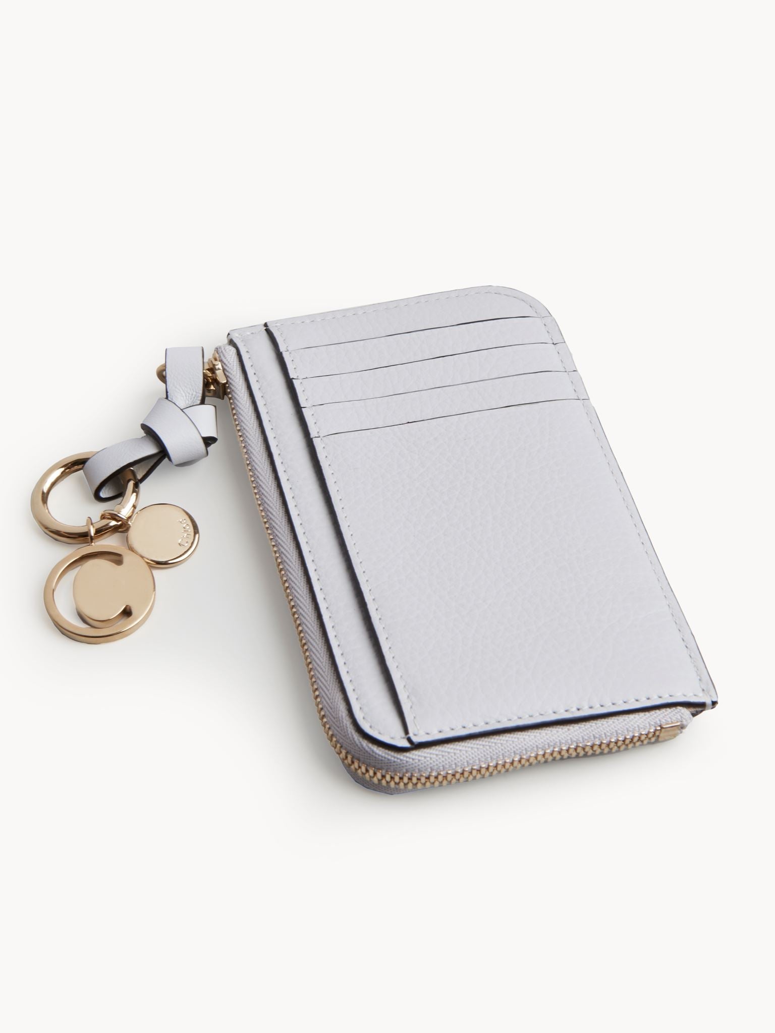 Porte-monnaie Alphabet avec fentes pour cartes en cuir - Light Cloud