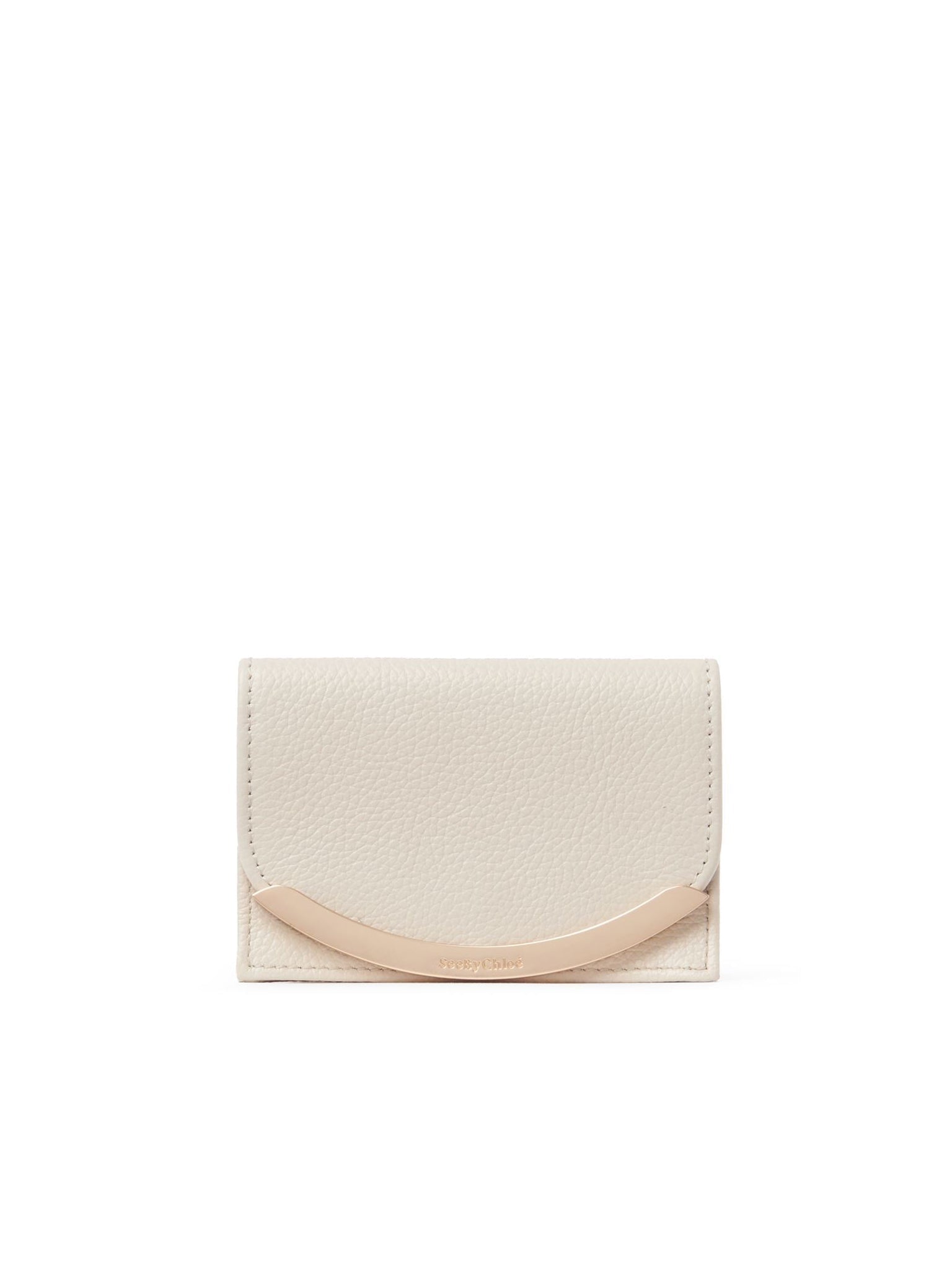 Porte-cartes compact à trois volets Lizzie en cuir - Cement Beige
